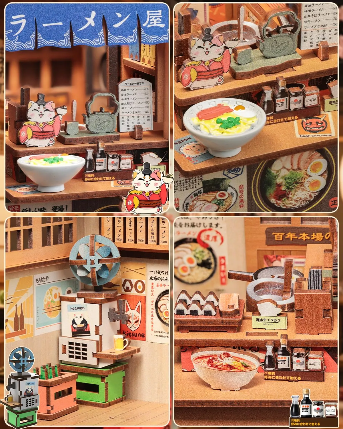 CUTEBEE Book Nook Kit Morita-Ya Japanese Ramen Miniature DIY Wood Model - immagine 5
