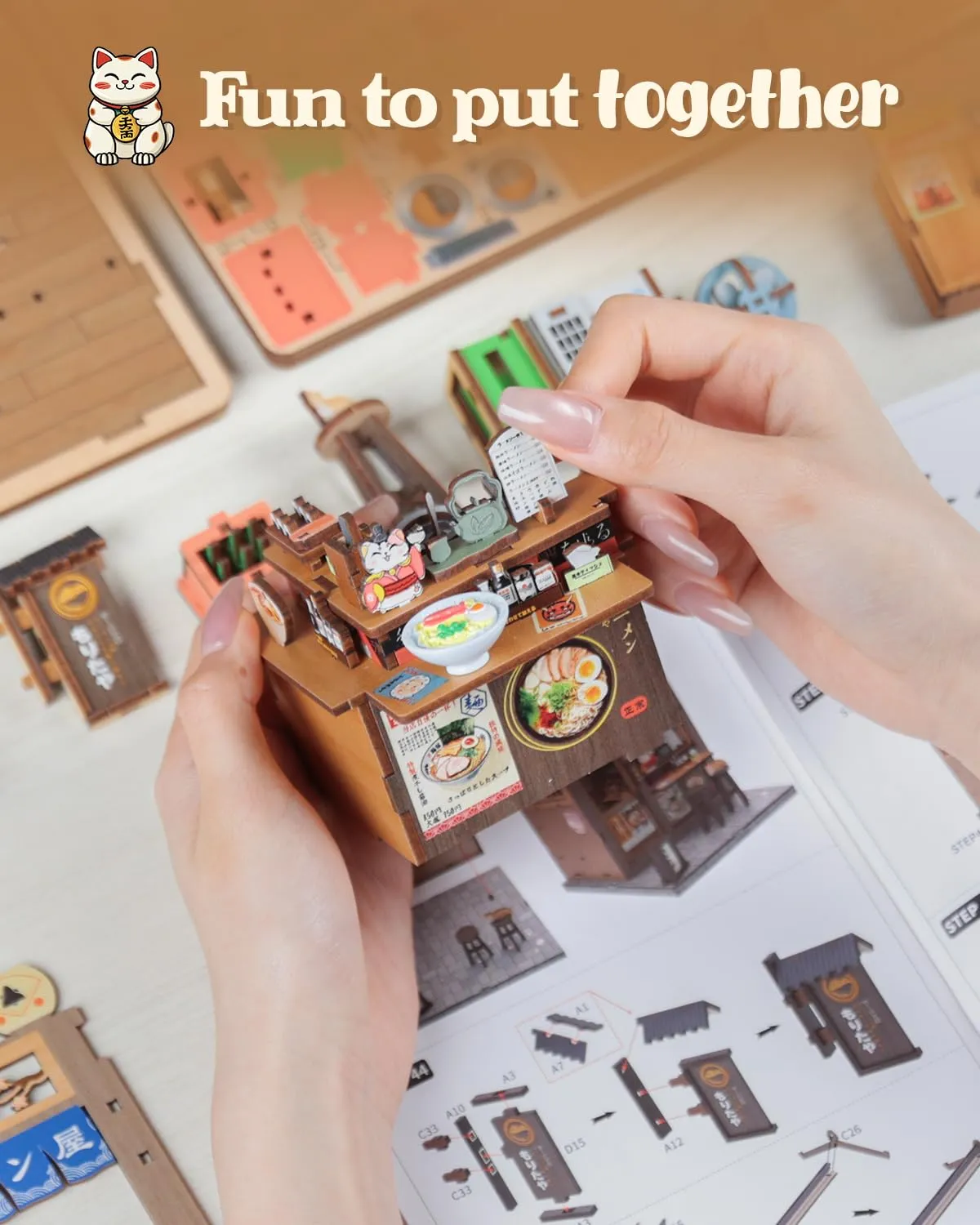 CUTEBEE Book Nook Kit Morita-Ya Japanese Ramen Miniature DIY Wood Model - immagine 7
