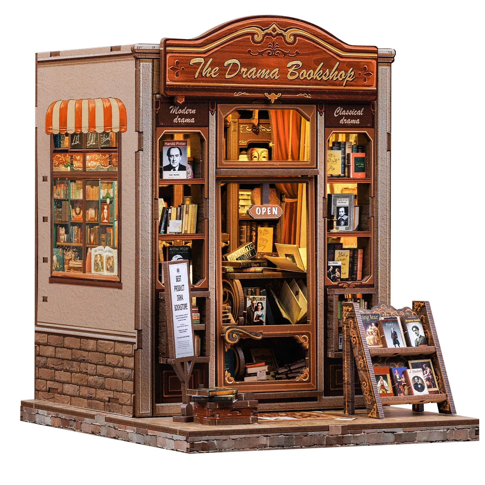 CUTEBEE Book Nook Kit The Drama Bookshop 3D Wooden Puzzle Miniature House DIY Kit - immagine 1