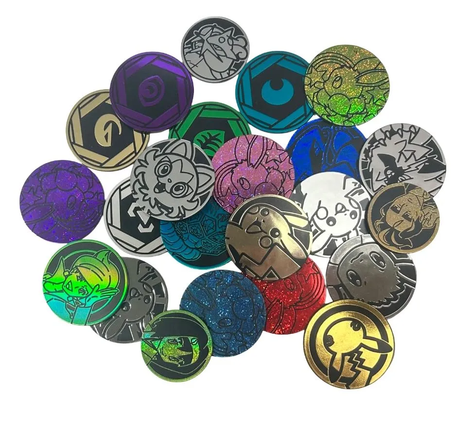 BB-Toy-Trades Pokemon Go Pikachu Gold Pin Flipping Coin Shiny Trading Card Moneta - immagine 1