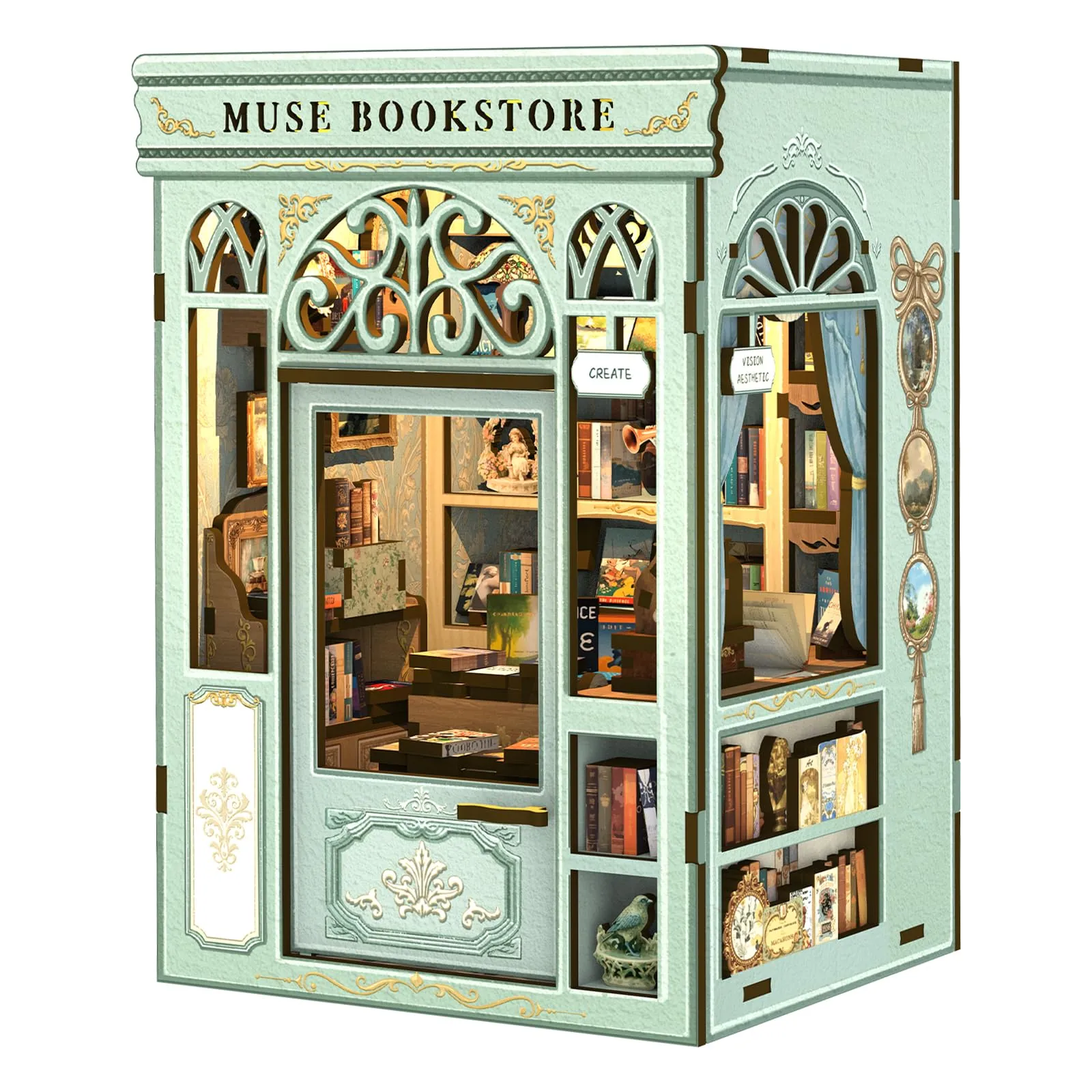 CUTEBEE Book Nook Kit Muse Bookstore Miniature Wooden House BE-SD02 - immagine 1