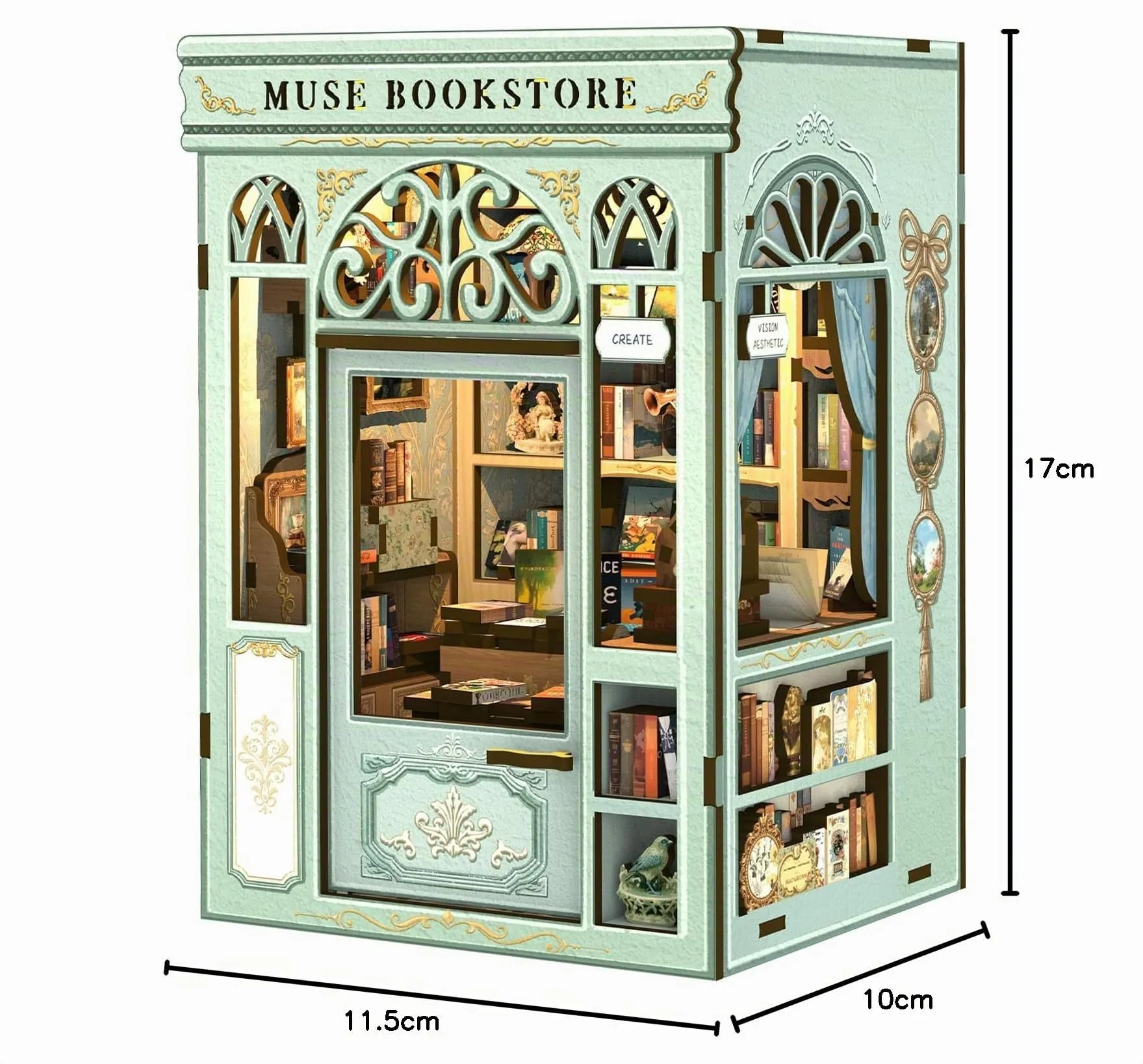 CUTEBEE Book Nook Kit Muse Bookstore Miniature Wooden House BE-SD02 - immagine 7