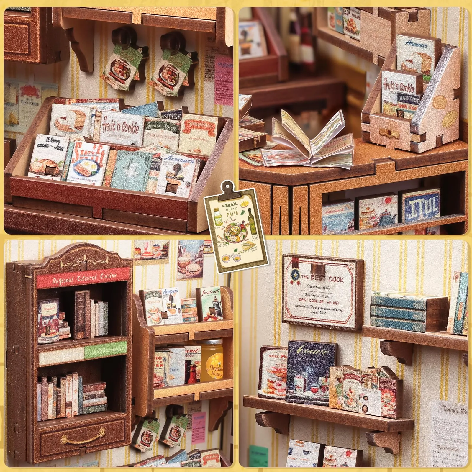 CUTEBEE Book Nook Kit Miniature 3D Wooden House DIY Cooking Bookstore - immagine 5