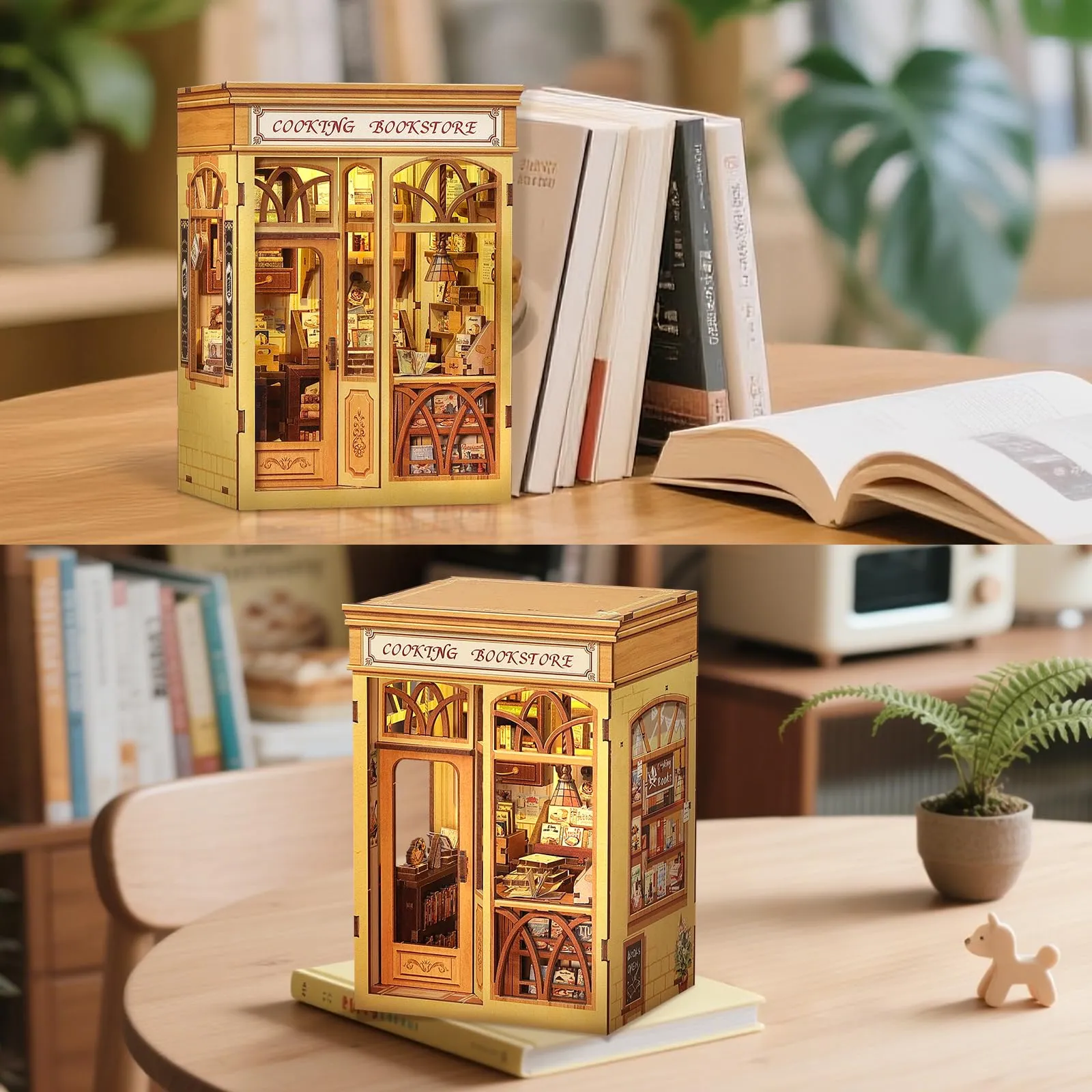 CUTEBEE Book Nook Kit Miniature 3D Wooden House DIY Cooking Bookstore - immagine 6
