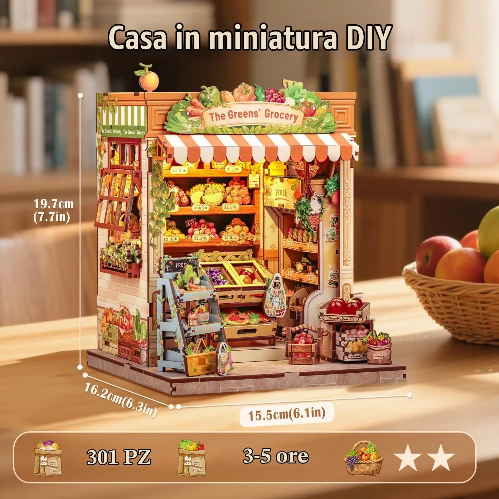 CUTEBEE Book Nook The Greens' Grocery DIY Miniature House Kit, 1:24 Scale - immagine 3