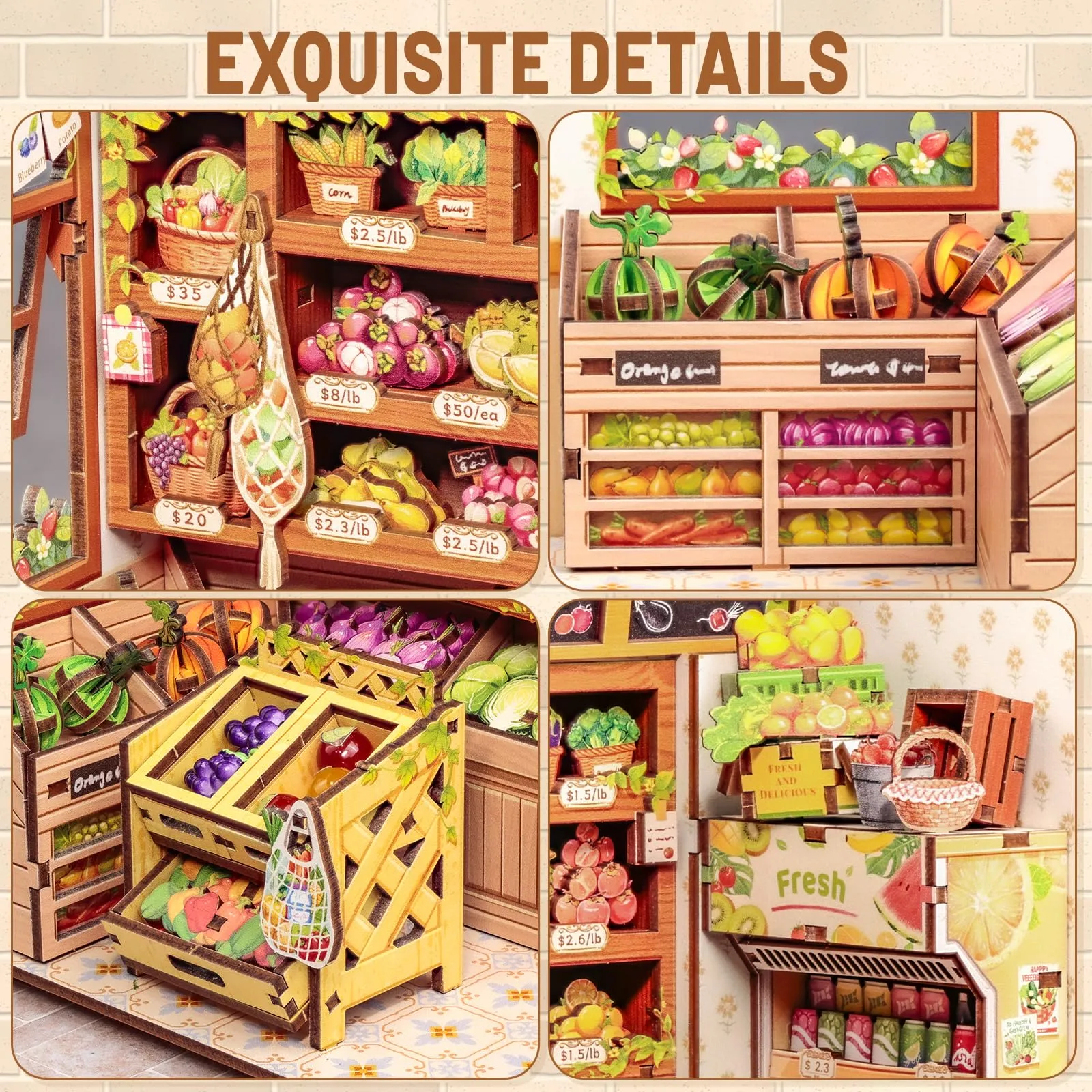 CUTEBEE Book Nook The Greens' Grocery DIY Miniature House Kit, 1:24 Scale - immagine 5