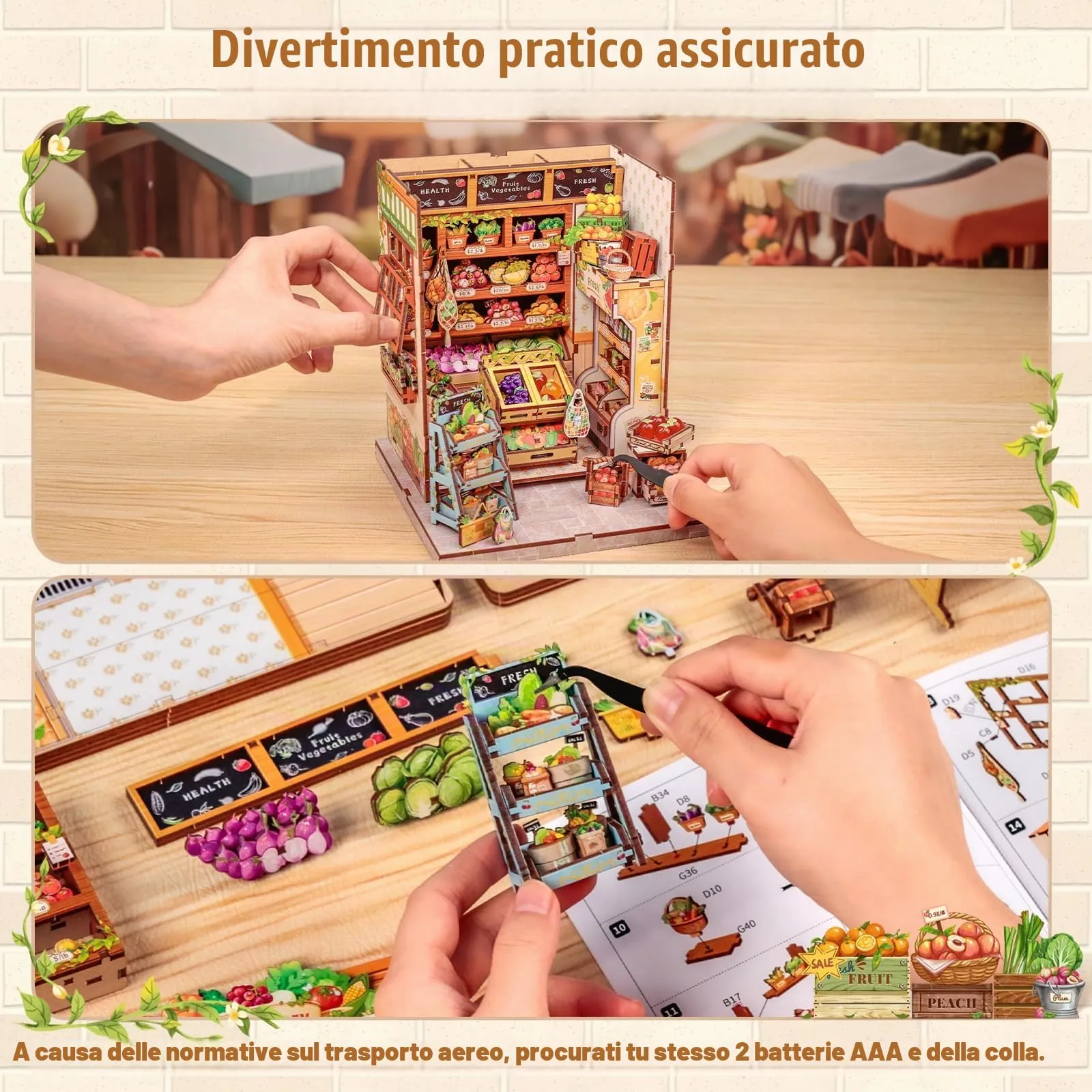 CUTEBEE Book Nook The Greens' Grocery DIY Miniature House Kit, 1:24 Scale - immagine 6