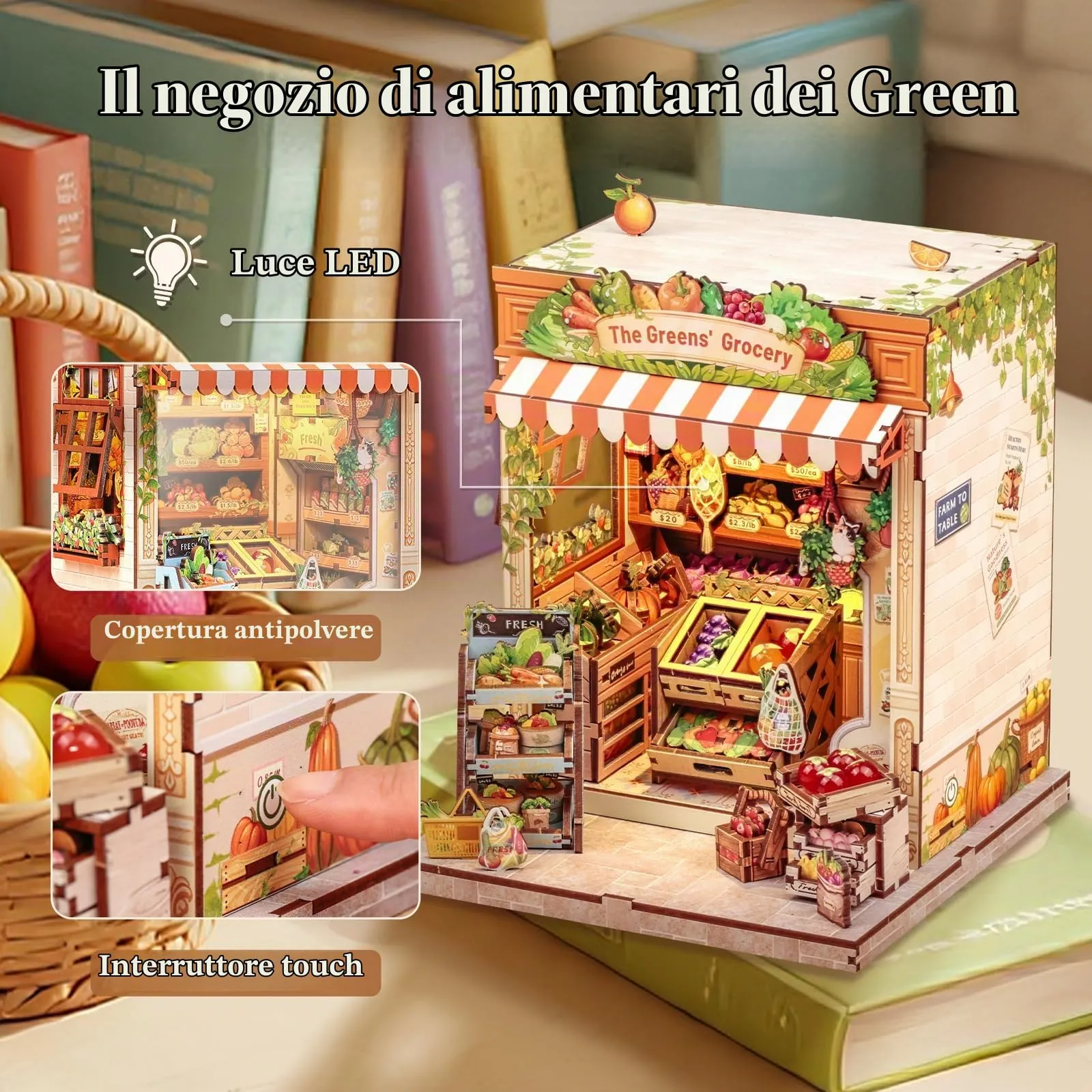 CUTEBEE Book Nook The Greens' Grocery DIY Miniature House Kit, 1:24 Scale - immagine 7