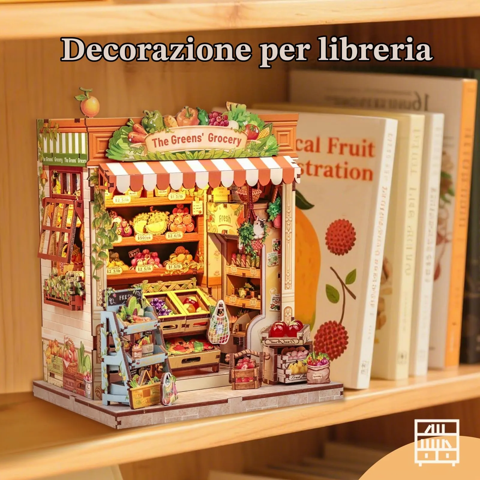 CUTEBEE Book Nook The Greens' Grocery DIY Miniature House Kit, 1:24 Scale - immagine 8