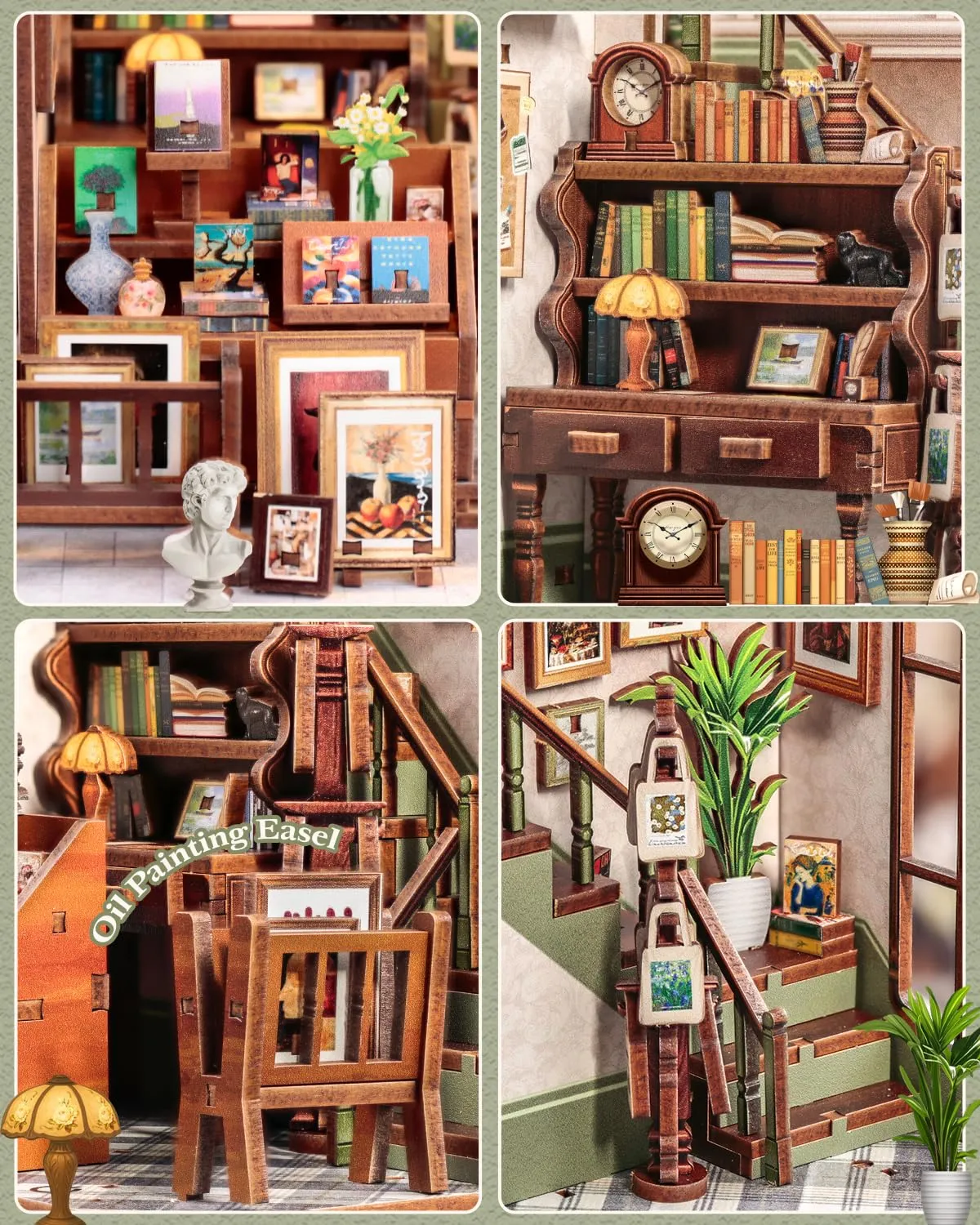 CUTEBEE Book Nook Kit, Gellery Bookstore 3D Wooden Miniature House, DIY Bookshelf Decoration - immagine 6