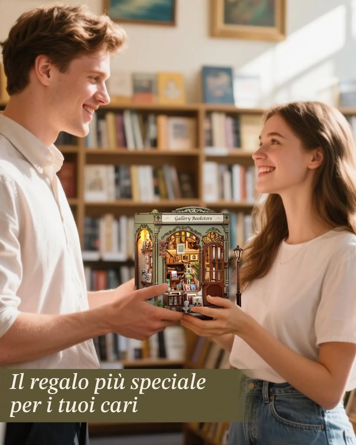 CUTEBEE Book Nook Kit, Gellery Bookstore 3D Wooden Miniature House, DIY Bookshelf Decoration - immagine 7