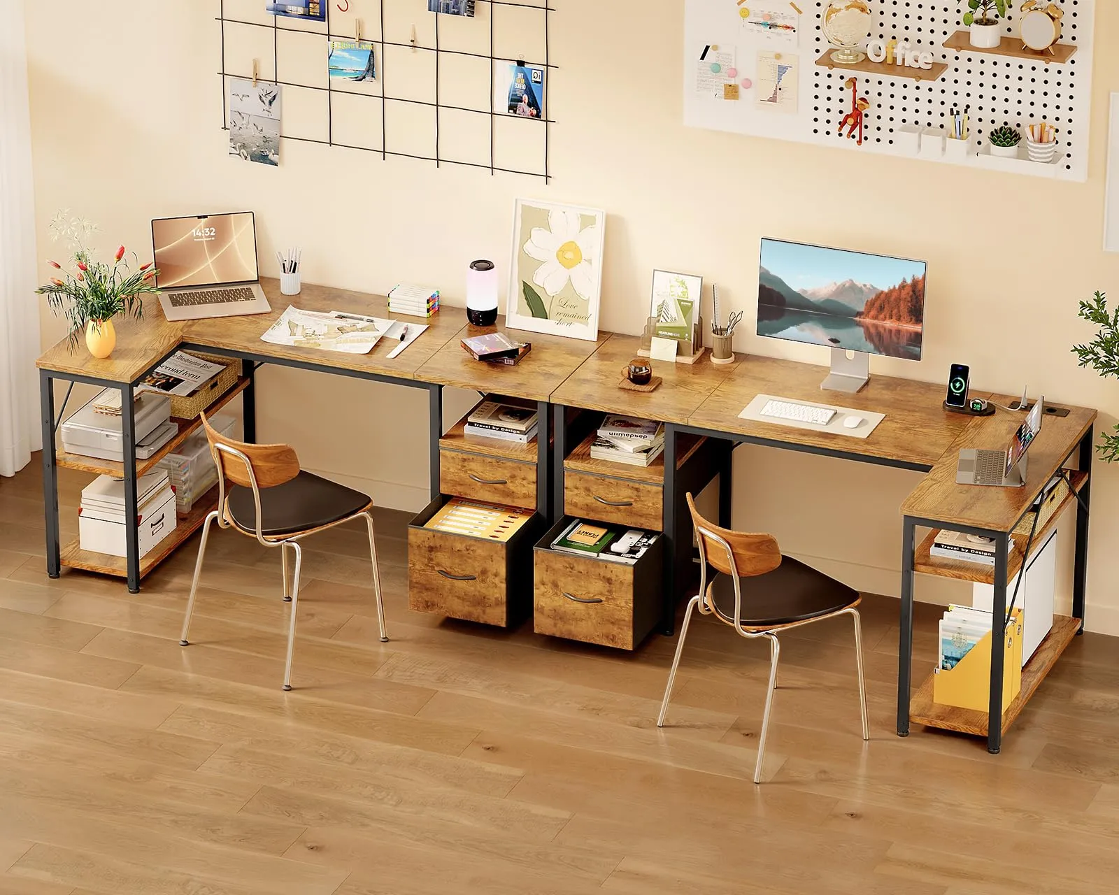 Coleshome Scrivania Angolare con USB e Presa 140x80cm - immagine 4