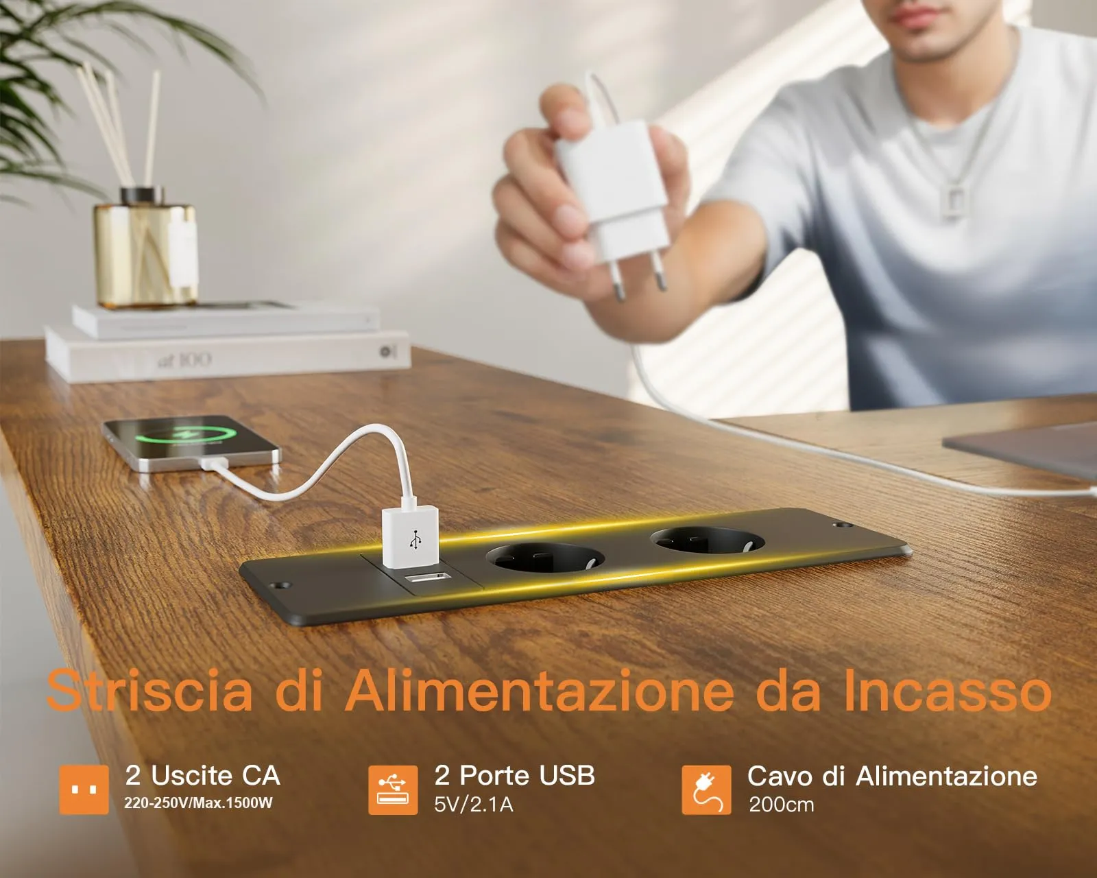 Coleshome Scrivania Angolare con USB e Presa 140x80cm - immagine 7