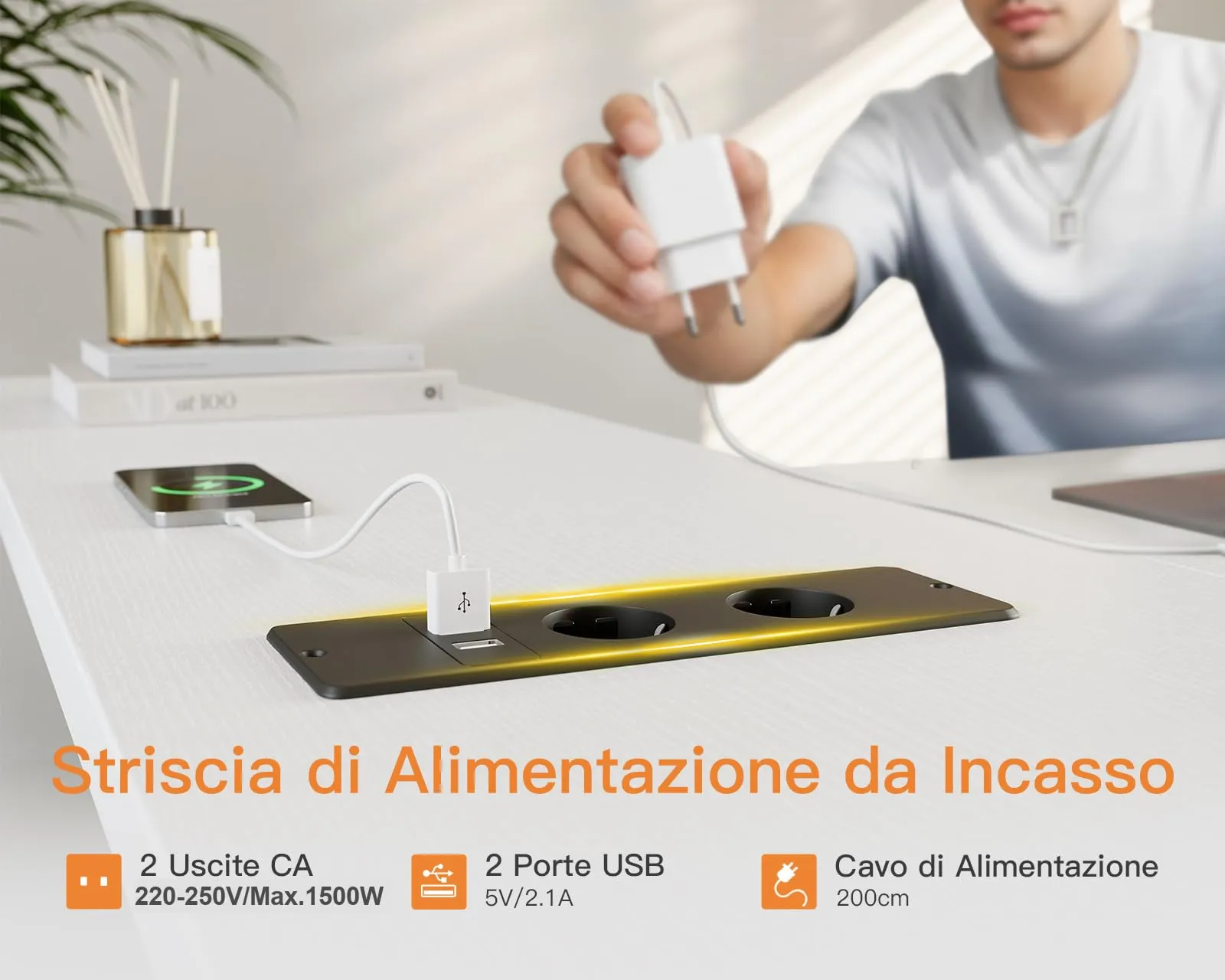 Coleshome Scrivania Angolare con USB e Presa, 160x80cm - immagine 7