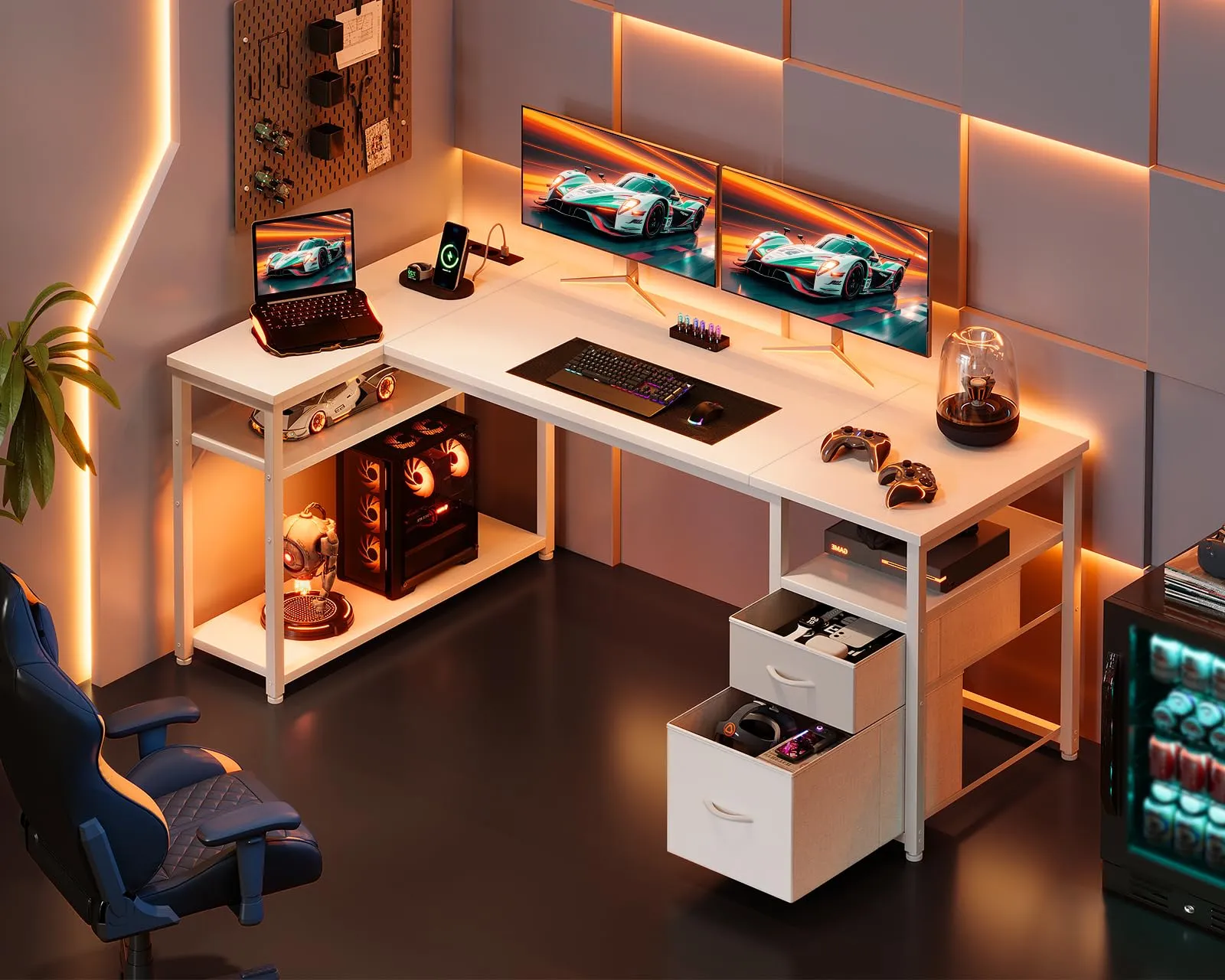 Coleshome Scrivania Angolare con USB e Presa, 160x80cm - immagine 8