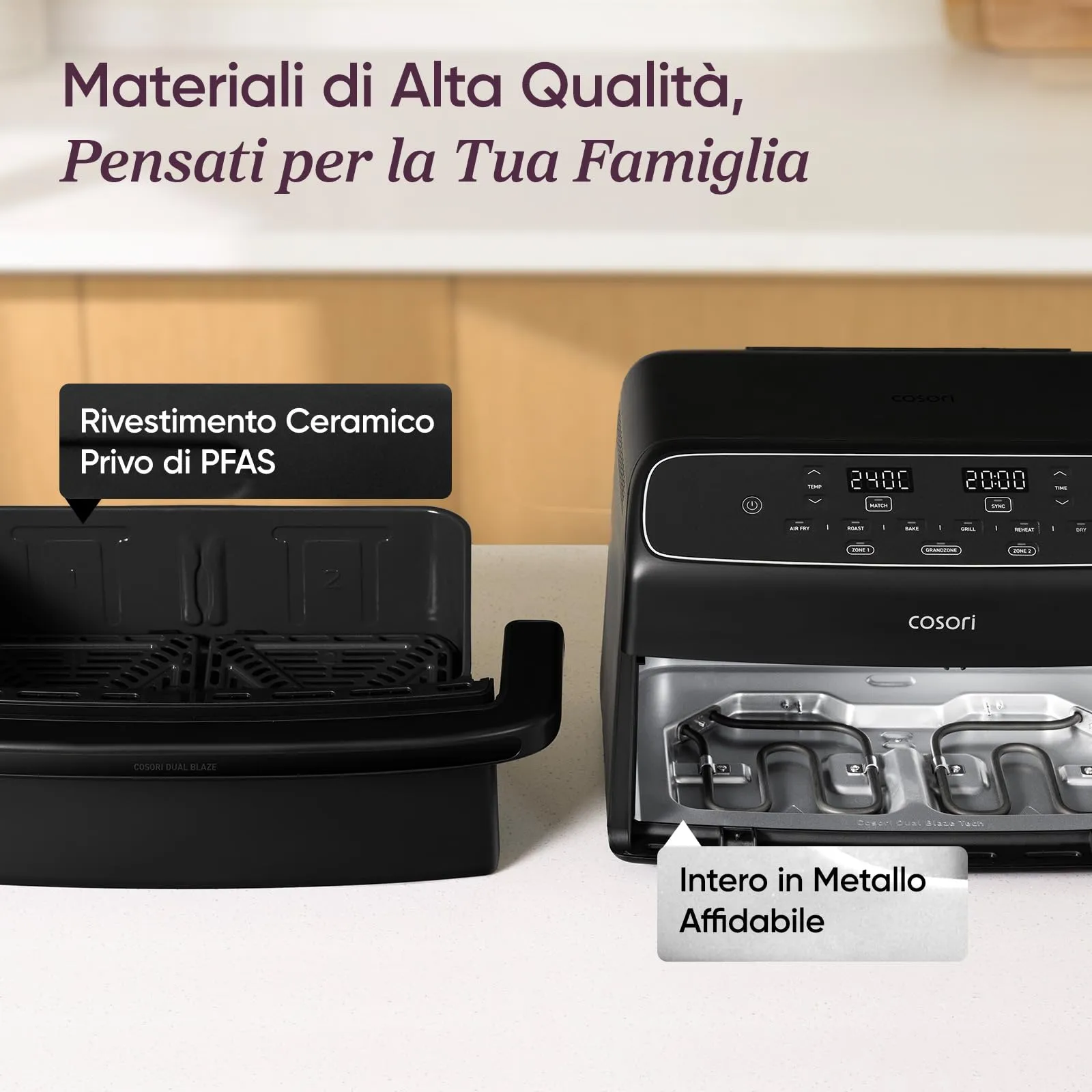 Cosori Twinfry Compact Friggitrice ad Aria 8,6 Litri Ceramico CAF-TF801 - immagine 5