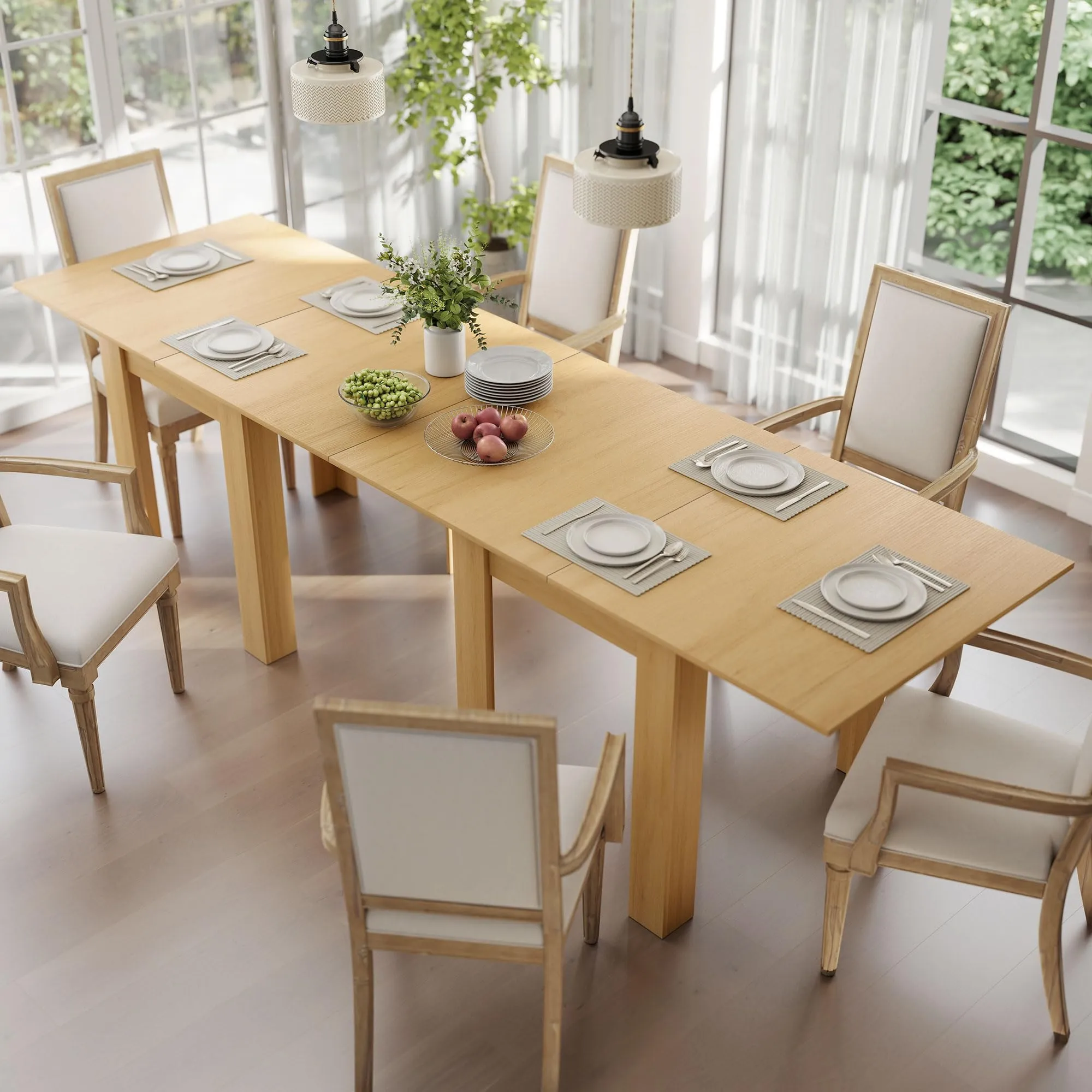 HOMCOM Tavolo da Pranzo Allungabile 70-140cm Effetto Legno Naturale - immagine 9
