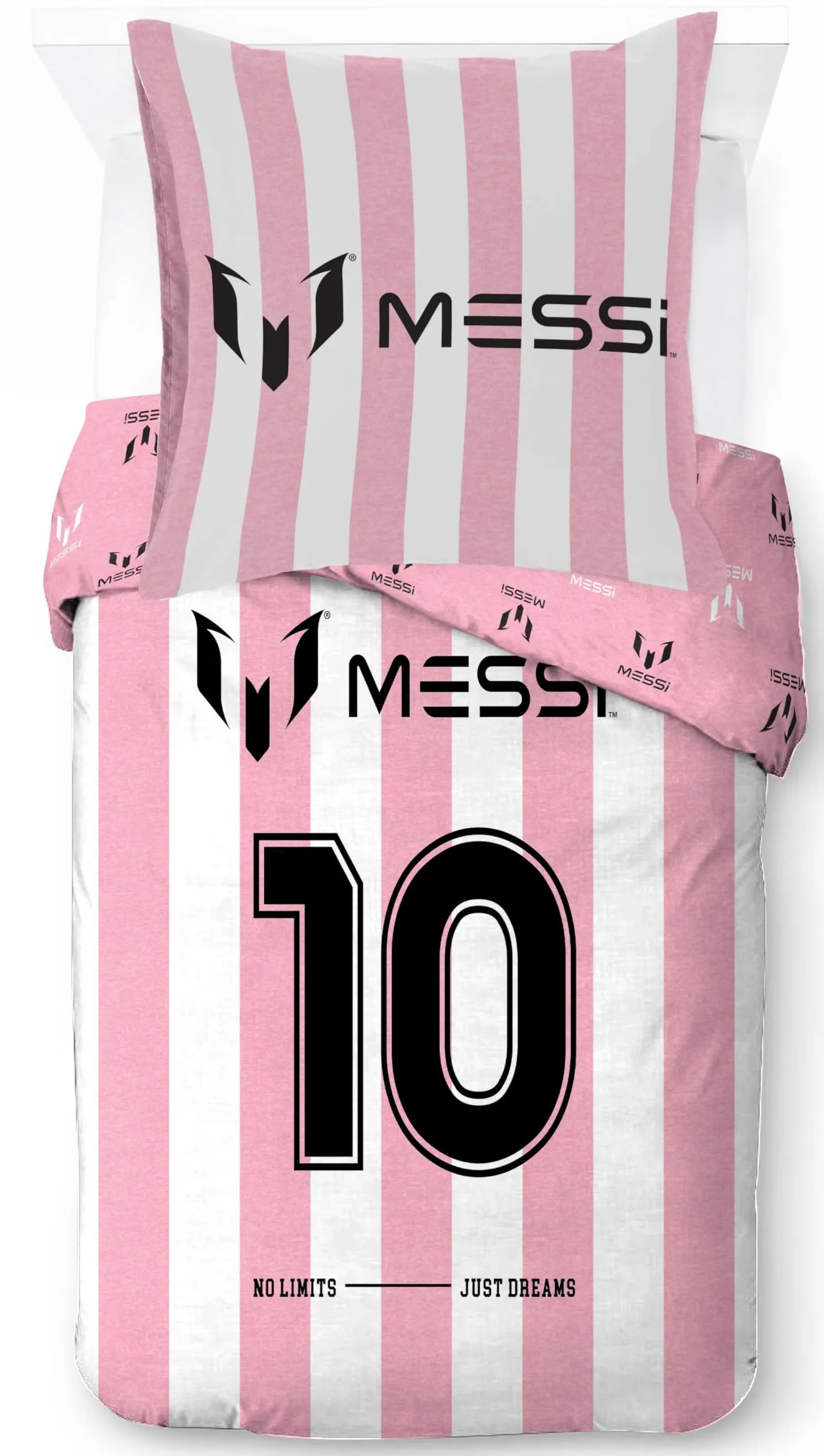 Jay Franco Messi Football Set Biancheria da Letto, Copripiumino e Federa, Rosa, 2 Pezzi - immagine 1