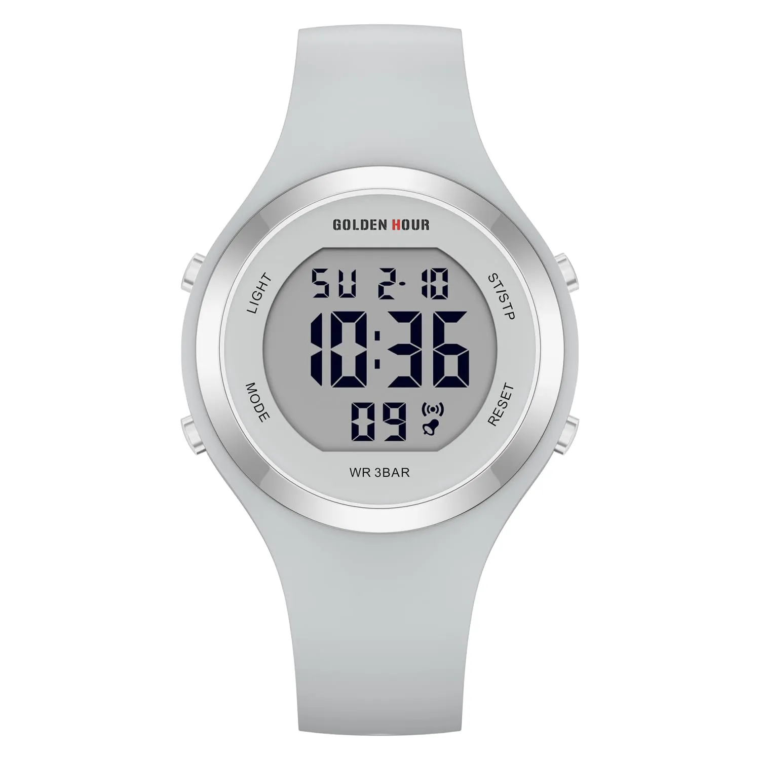 Golden Hour Orologio Digitale Donna Sportivo 50M, Cronometro e Sveglia, Cinturino in Silicone - immagine 2