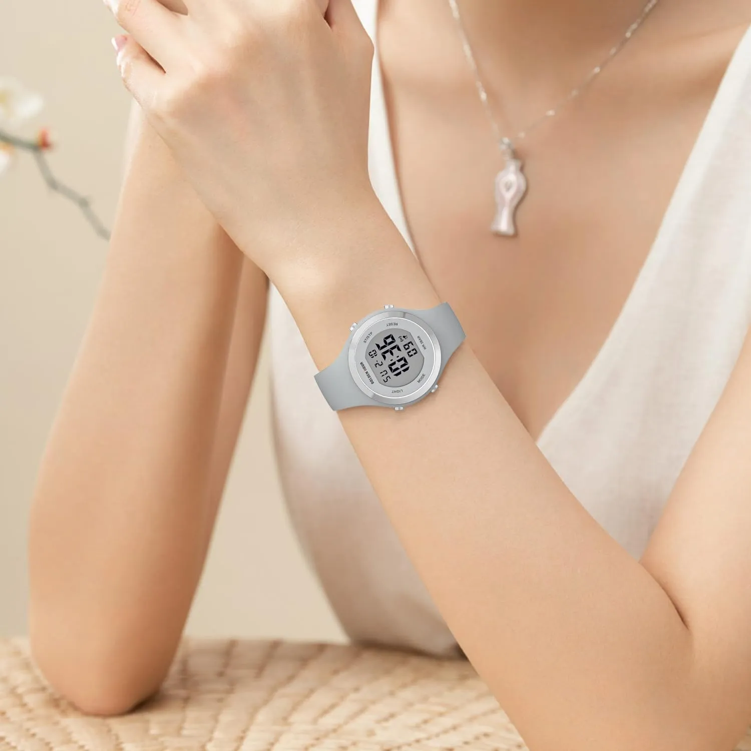 Golden Hour Orologio Digitale Donna Sportivo 50M, Cronometro e Sveglia, Cinturino in Silicone - immagine 7