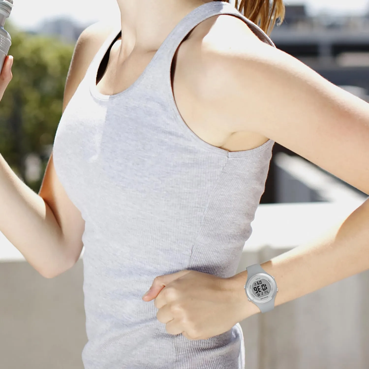 Golden Hour Orologio Digitale Donna Sportivo 50M, Cronometro e Sveglia, Cinturino in Silicone - immagine 8