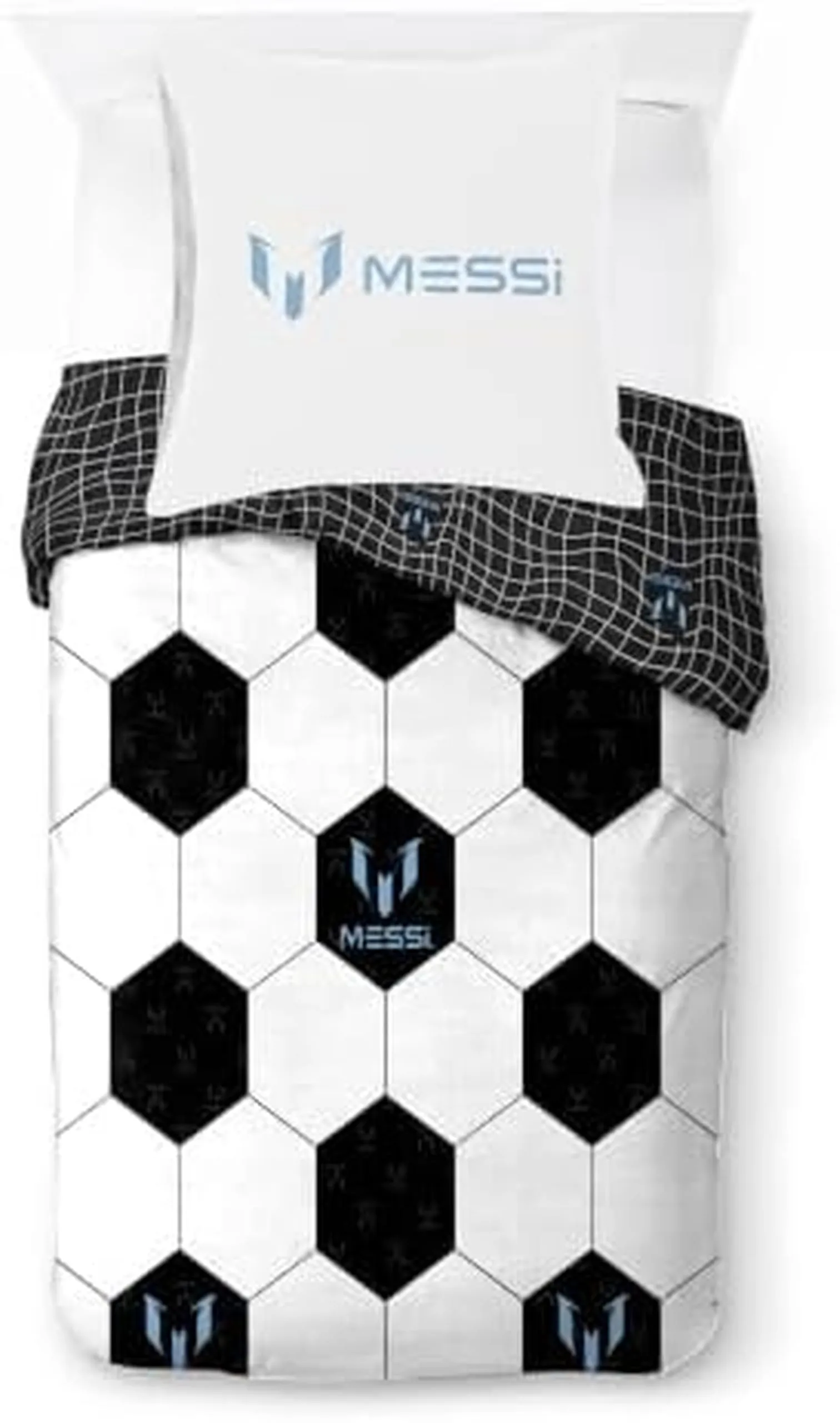 Jay Franco Messi Football Set di biancheria da letto per bambini con copripiumino e federa, bianco - immagine 1