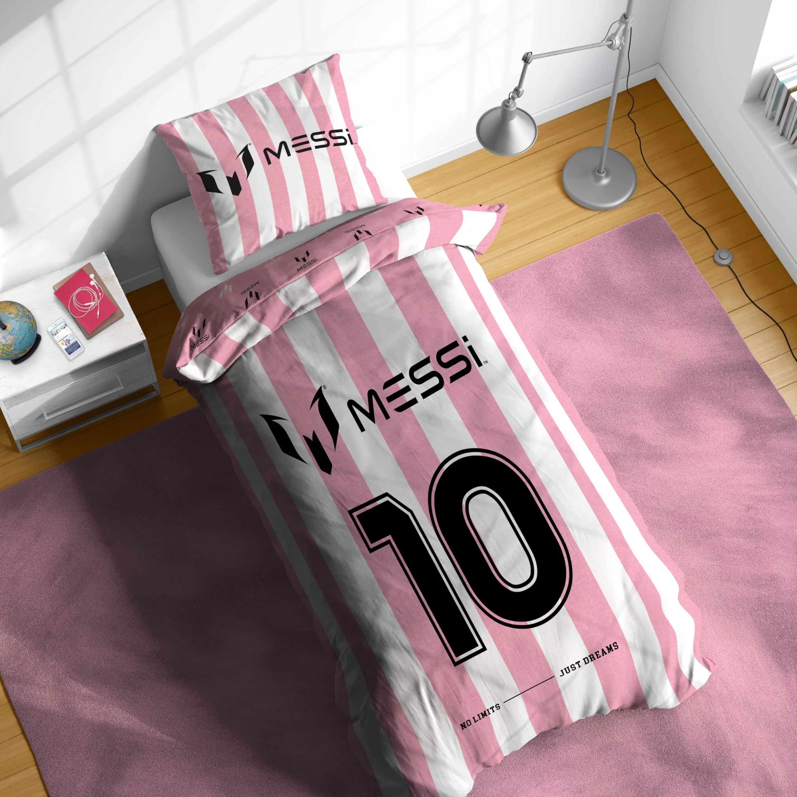 Jay Franco Messi Football Bedding Set, 3 Piece, Pink - immagine 6