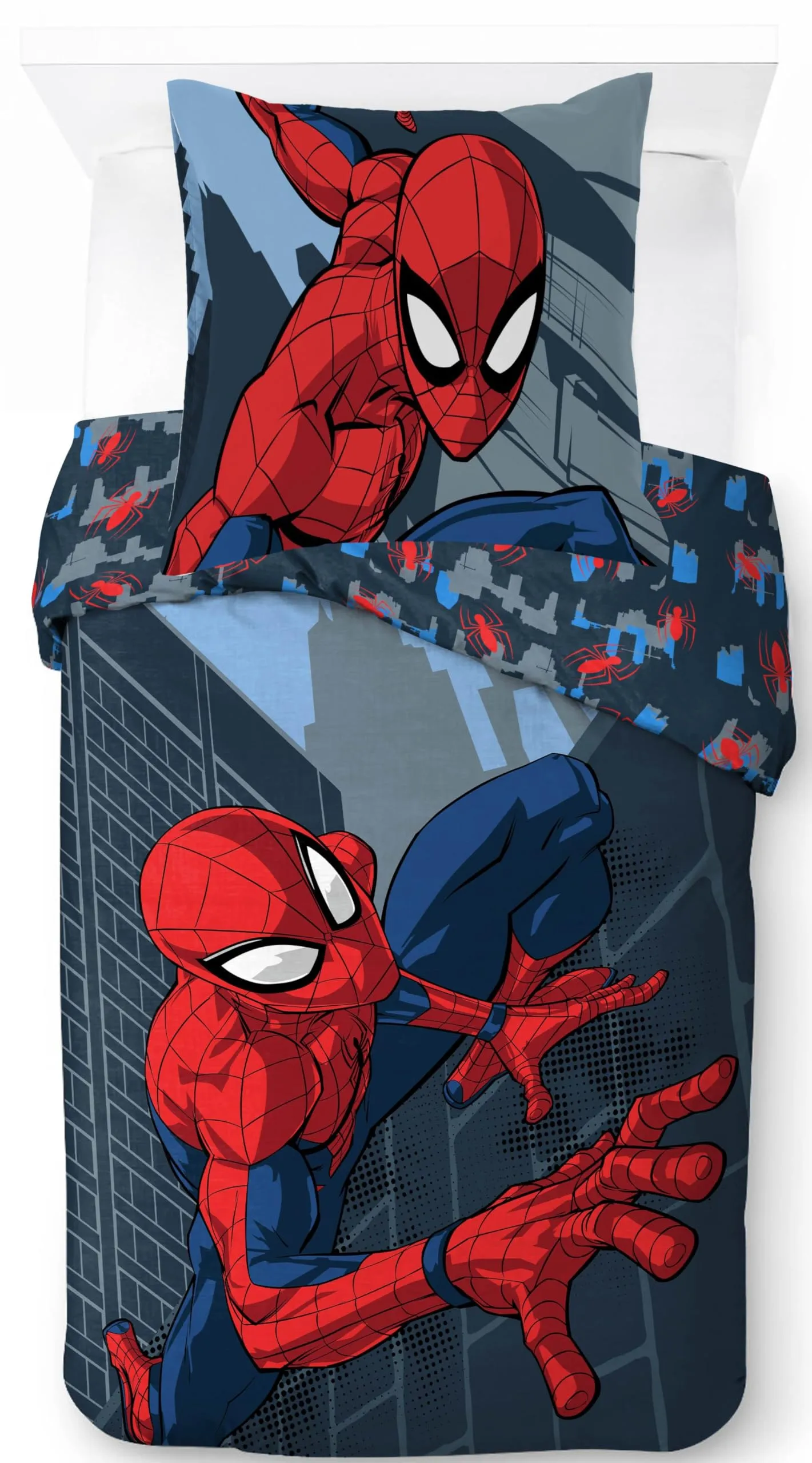 Jay Franco Marvel Spider-Man Set Copripiumino e Federa per Letto Singolo, Blu Scuro, 2 Pezzi - immagine 1