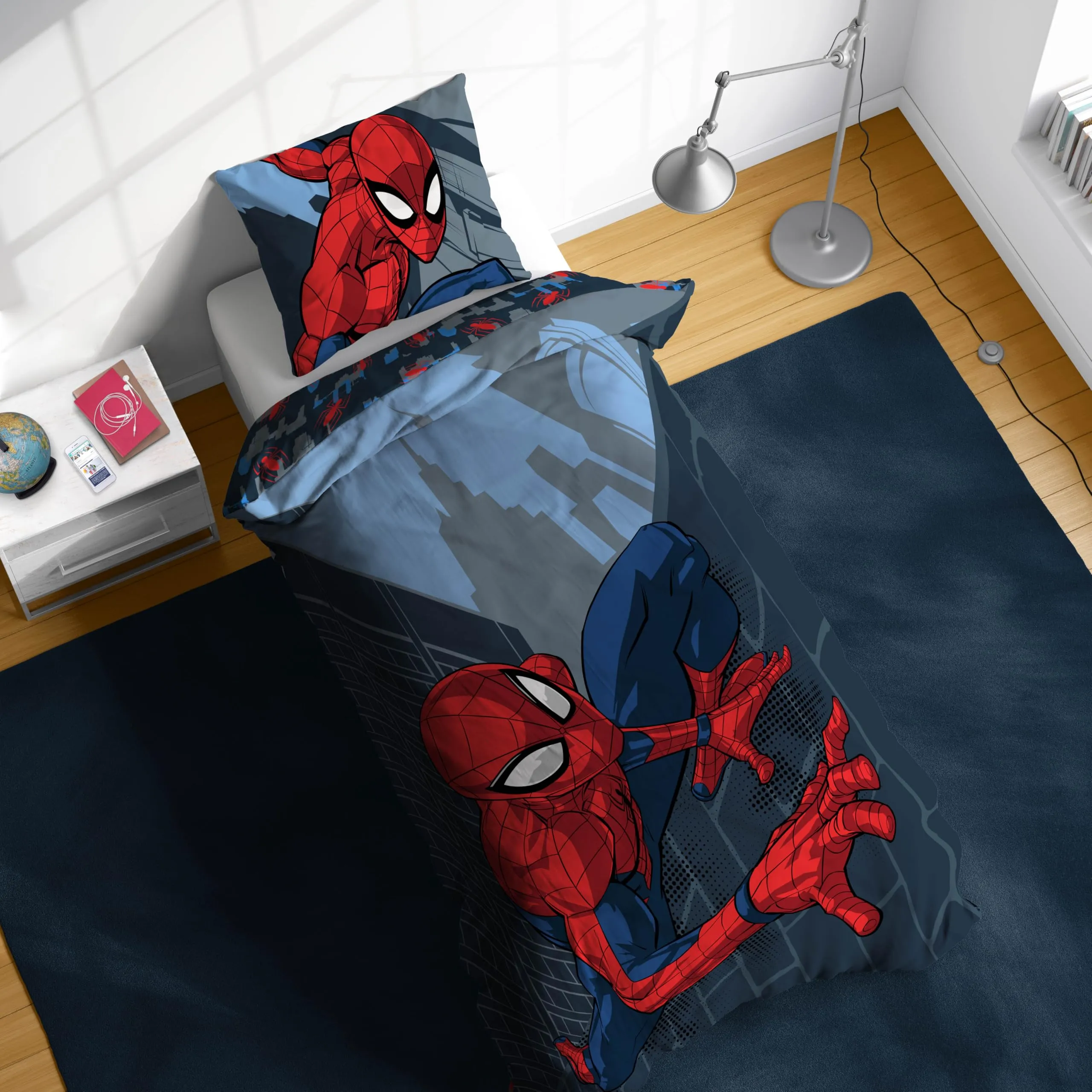Jay Franco Marvel Spider-Man Set Copripiumino e Federa per Letto Singolo, Blu Scuro, 2 Pezzi - immagine 6
