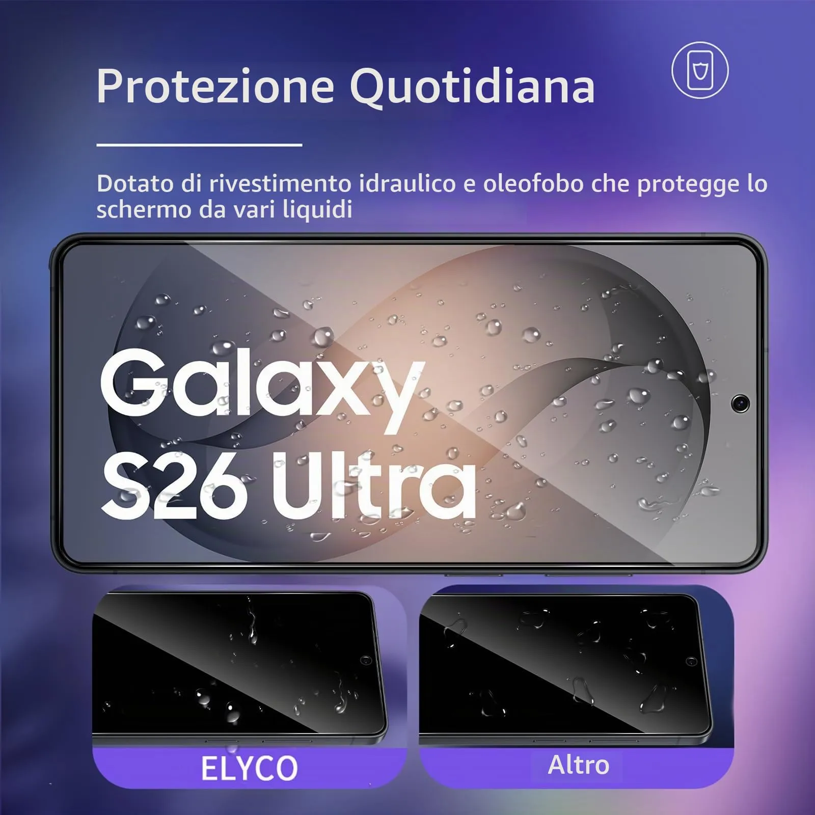 ELYCO Vetro Temperato Privacy per Samsung Galaxy S26 5G, 2+2 Pezzi - immagine 4