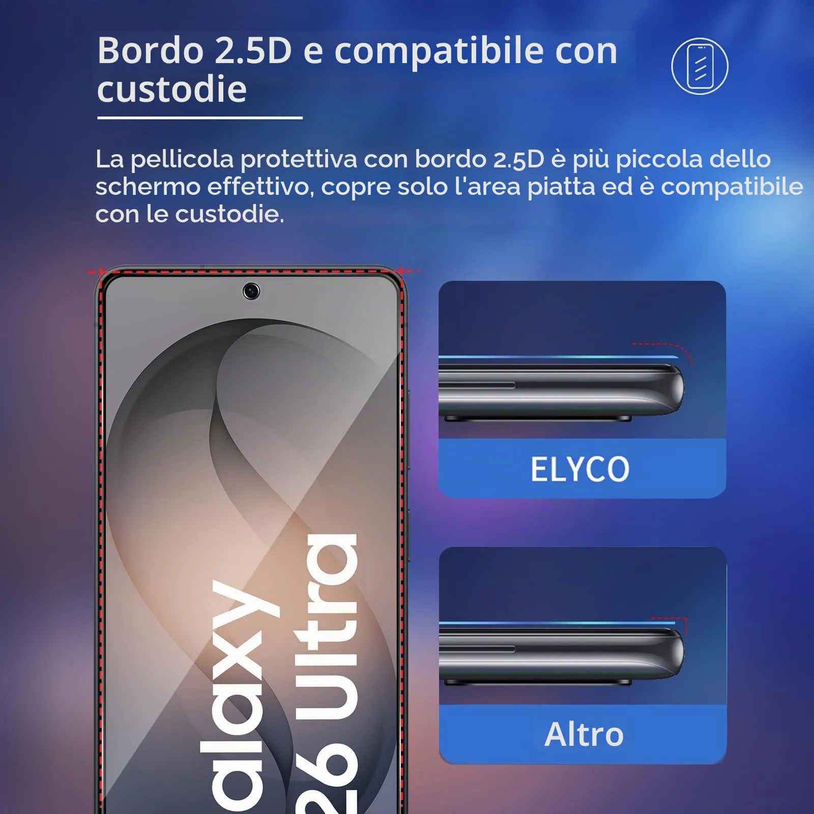 ELYCO Vetro Temperato Privacy per Samsung Galaxy S26 5G, 2+2 Pezzi - immagine 7