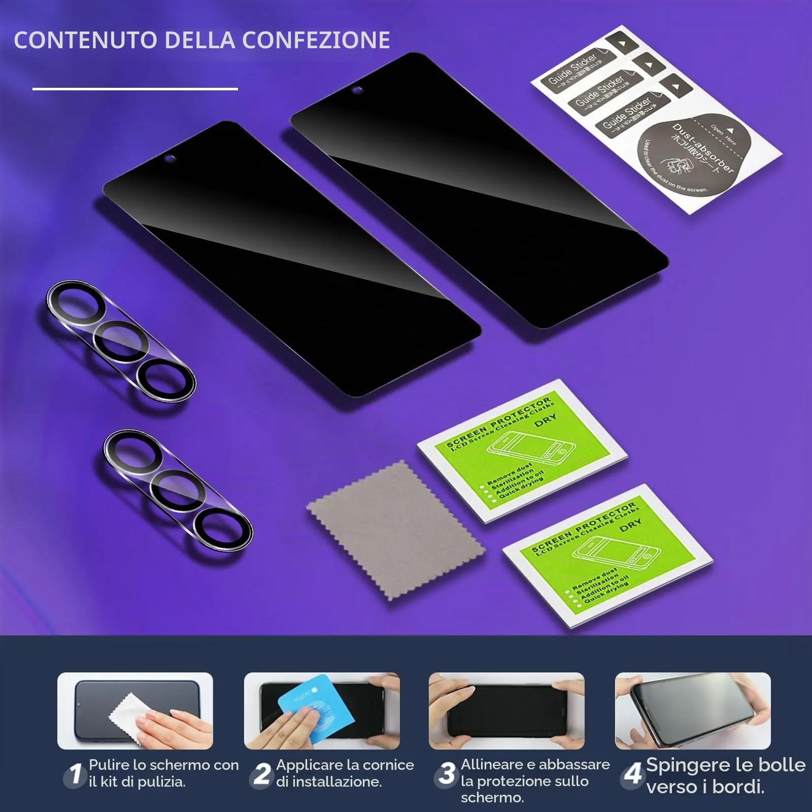 ELYCO Vetro Temperato Privacy per Samsung Galaxy S26 5G, 2+2 Pezzi - immagine 8