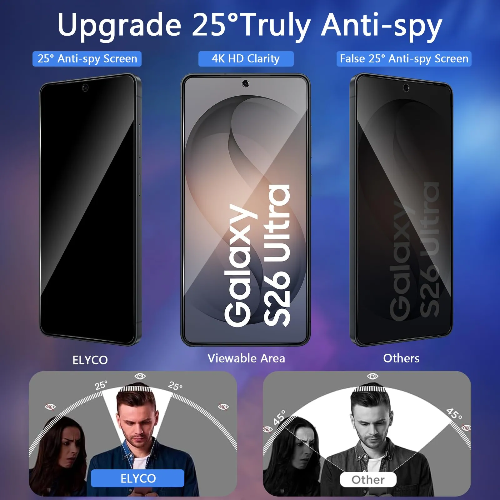 ELYCO Vetro Temperato Privacy per Samsung Galaxy S26 Ultra, 2 Pezzi - immagine 2