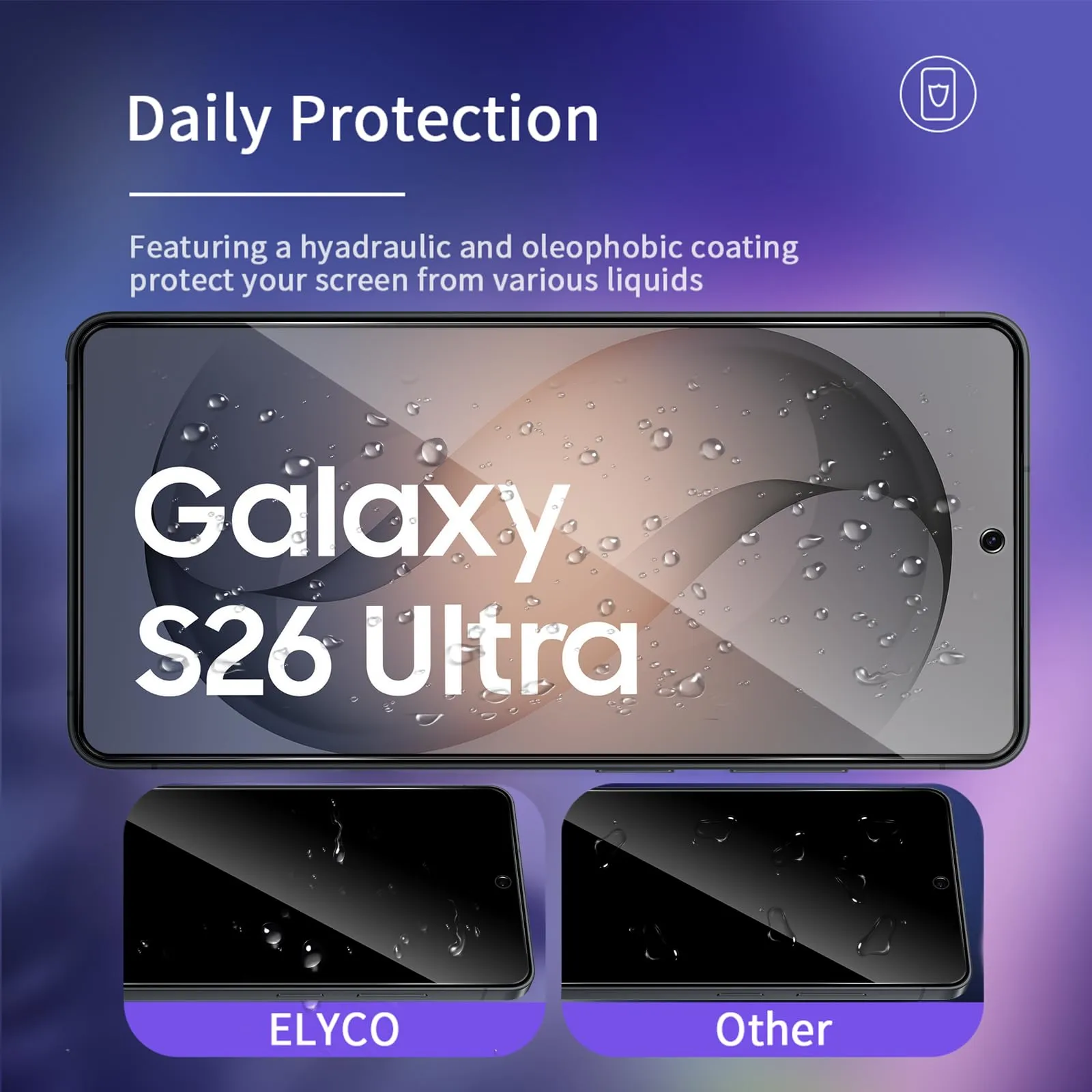 ELYCO Vetro Temperato Privacy per Samsung Galaxy S26 Ultra, 2 Pezzi - immagine 4