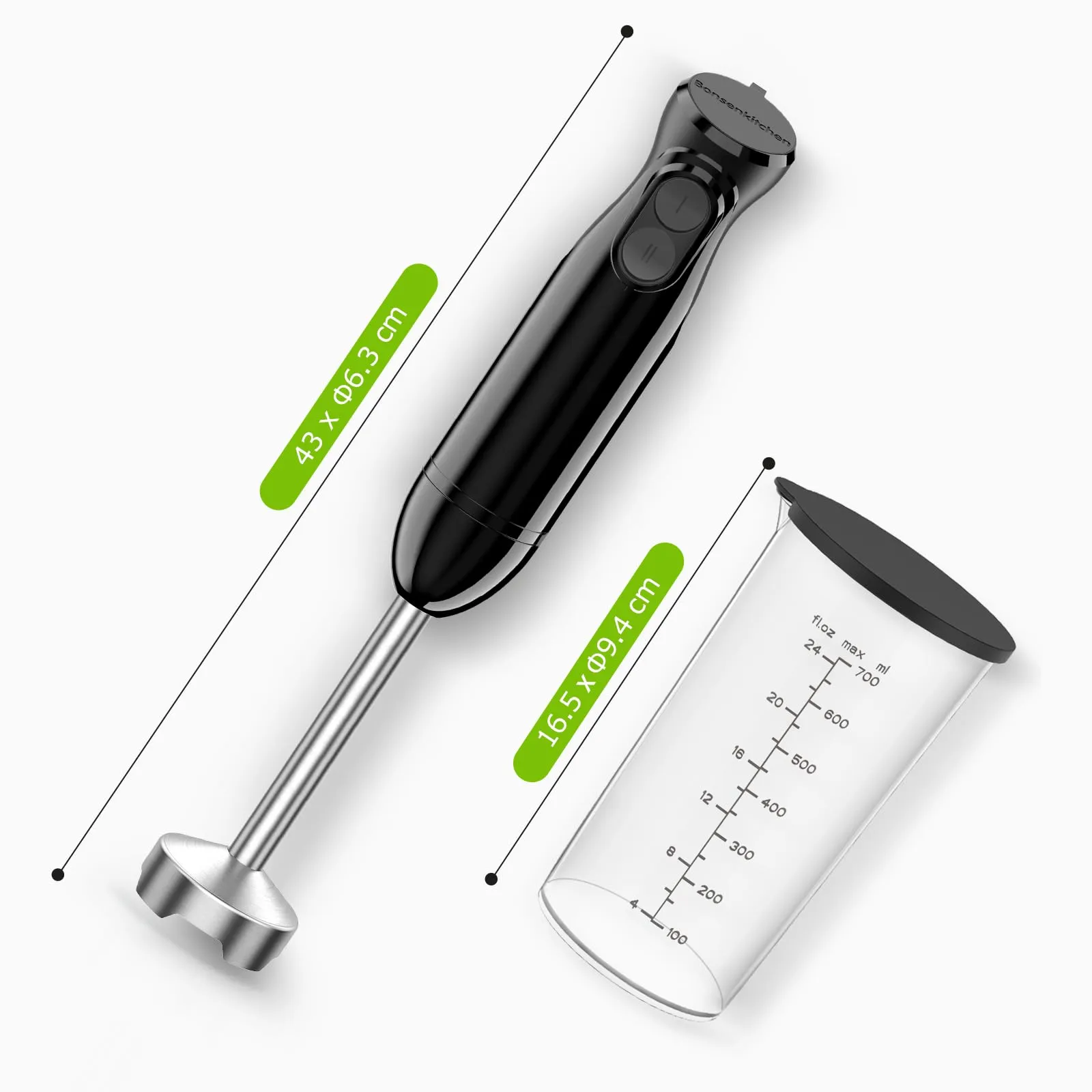 Bonsenkitchen Frullatore a Immersione 2-in-1, 1000W, 2 Velocità - immagine 5
