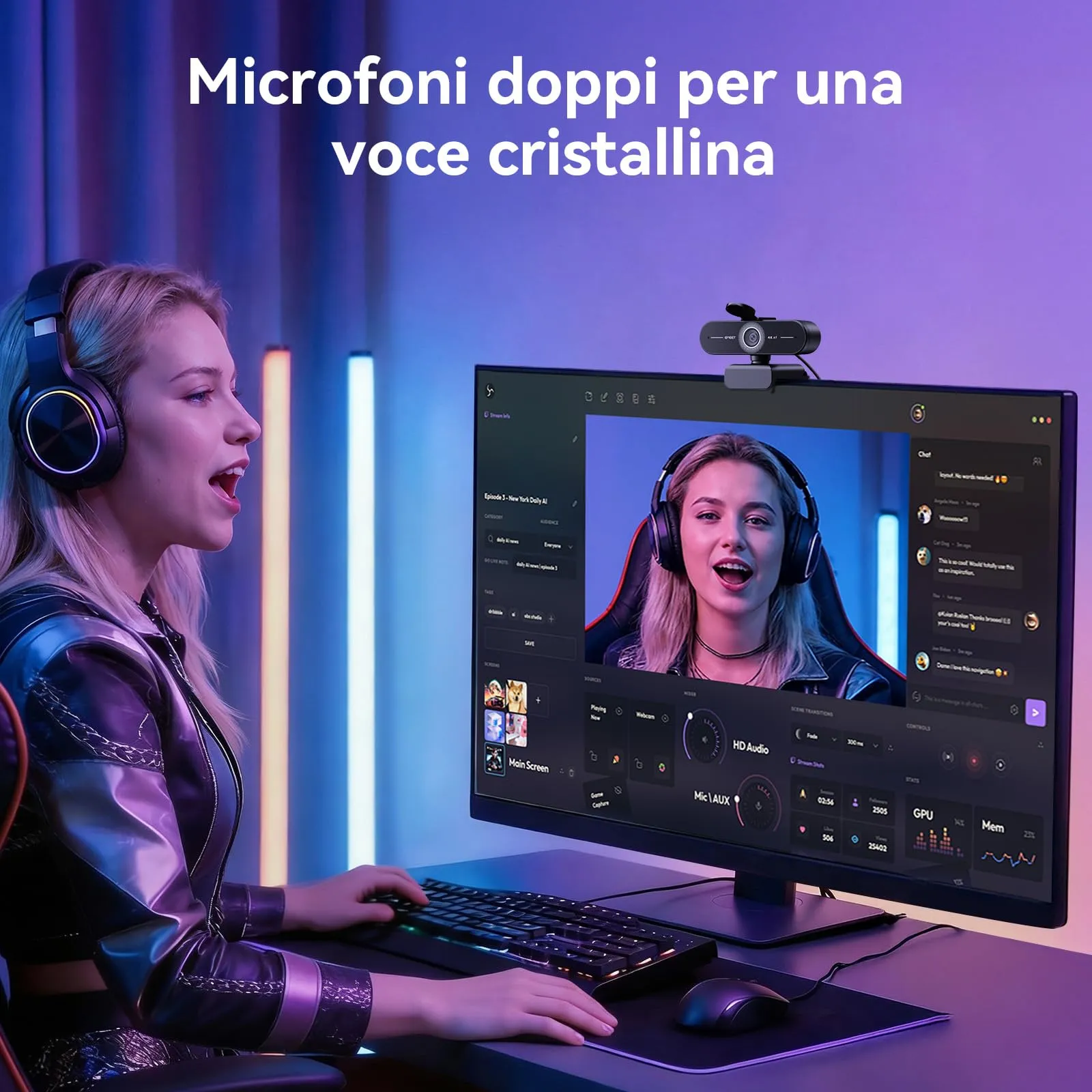 EMEET C60E 4K Webcam, PDAF Autofocus, Dual Microphone, USB Plug & Play for PC and Mac - immagine 4