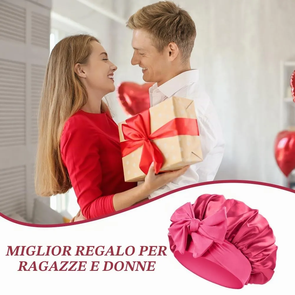 ACWOO Cuffia in Seta per Capelli Ricci, 3 Pezzi, Berretto da Notte in Raso Elastico con Nastri Regolabili - immagine 8