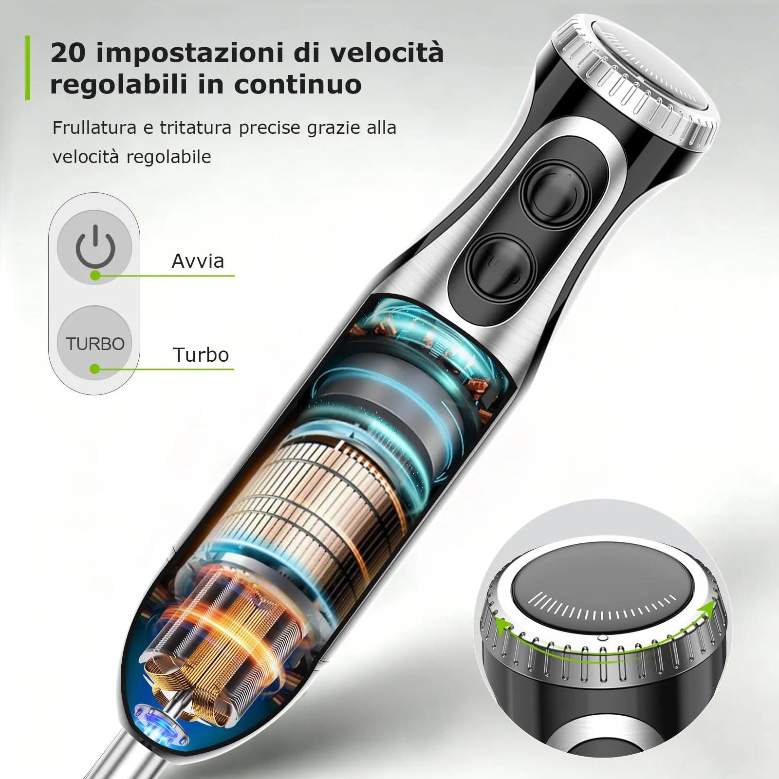 Bonsenkitchen Frullatore a Immersione 4-in-1 1000W HB3203-V2 - immagine 2