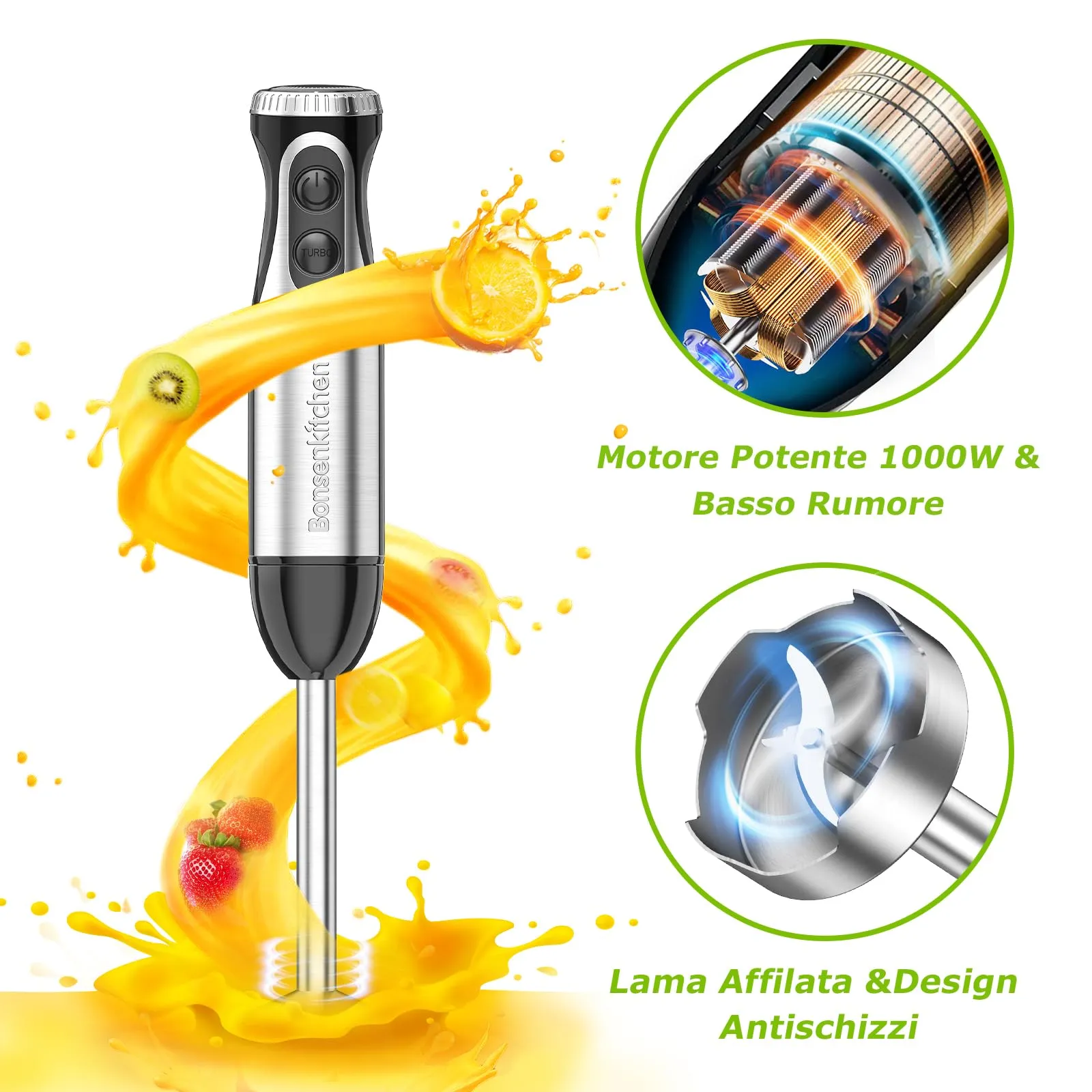 Bonsenkitchen Frullatore a Immersione 4-in-1 1000W HB3203-V2 - immagine 6