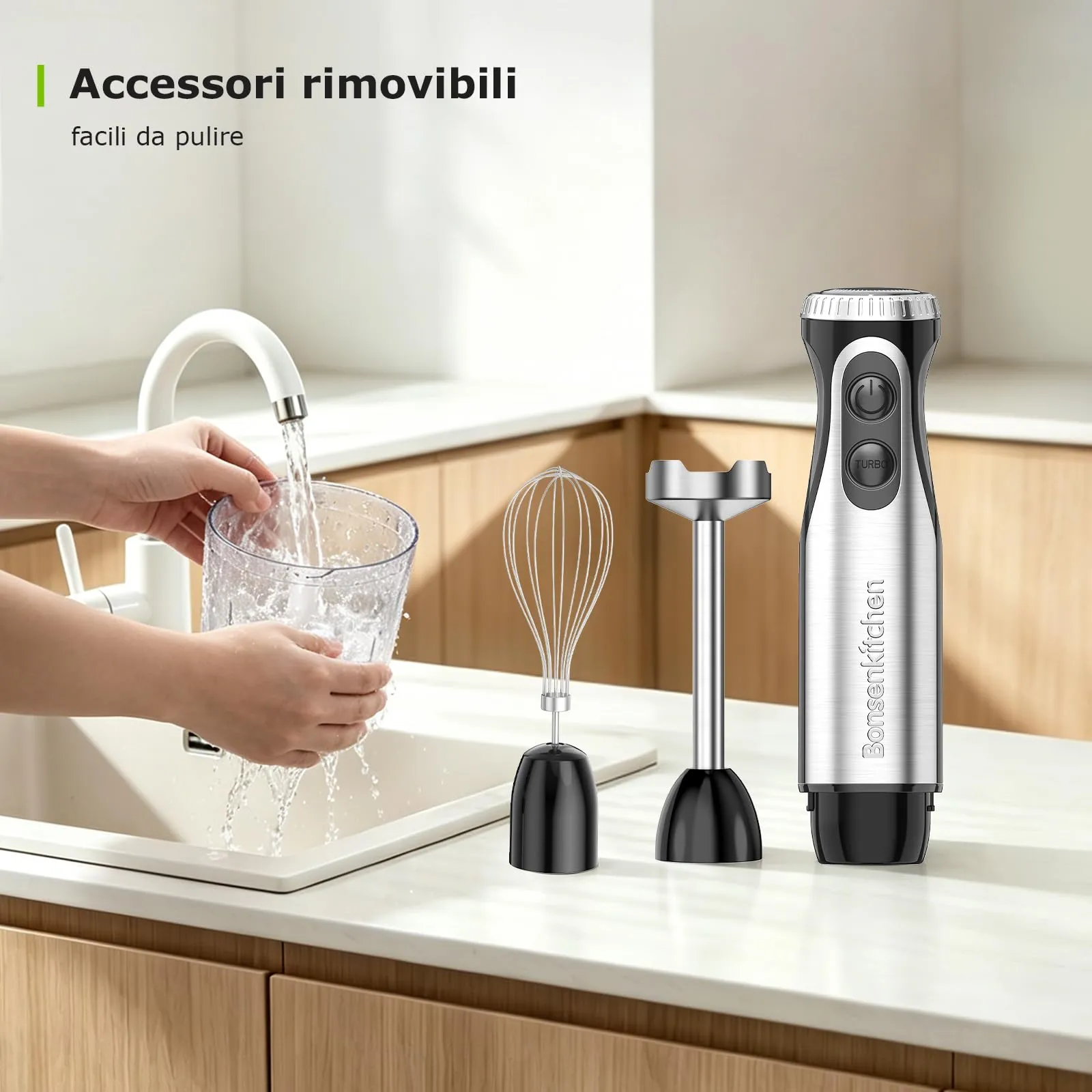 Bonsenkitchen Frullatore a Immersione 4-in-1 1000W HB3203-V2 - immagine 7