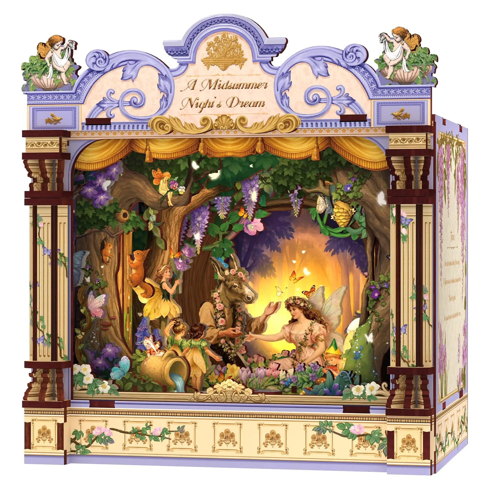 CUTEBEE Book Nook Kit in Legno - Sogno di una notte di mezza estate, Puzzle 3D in Legno con LED e Protezione Antipolvere - immagine 1