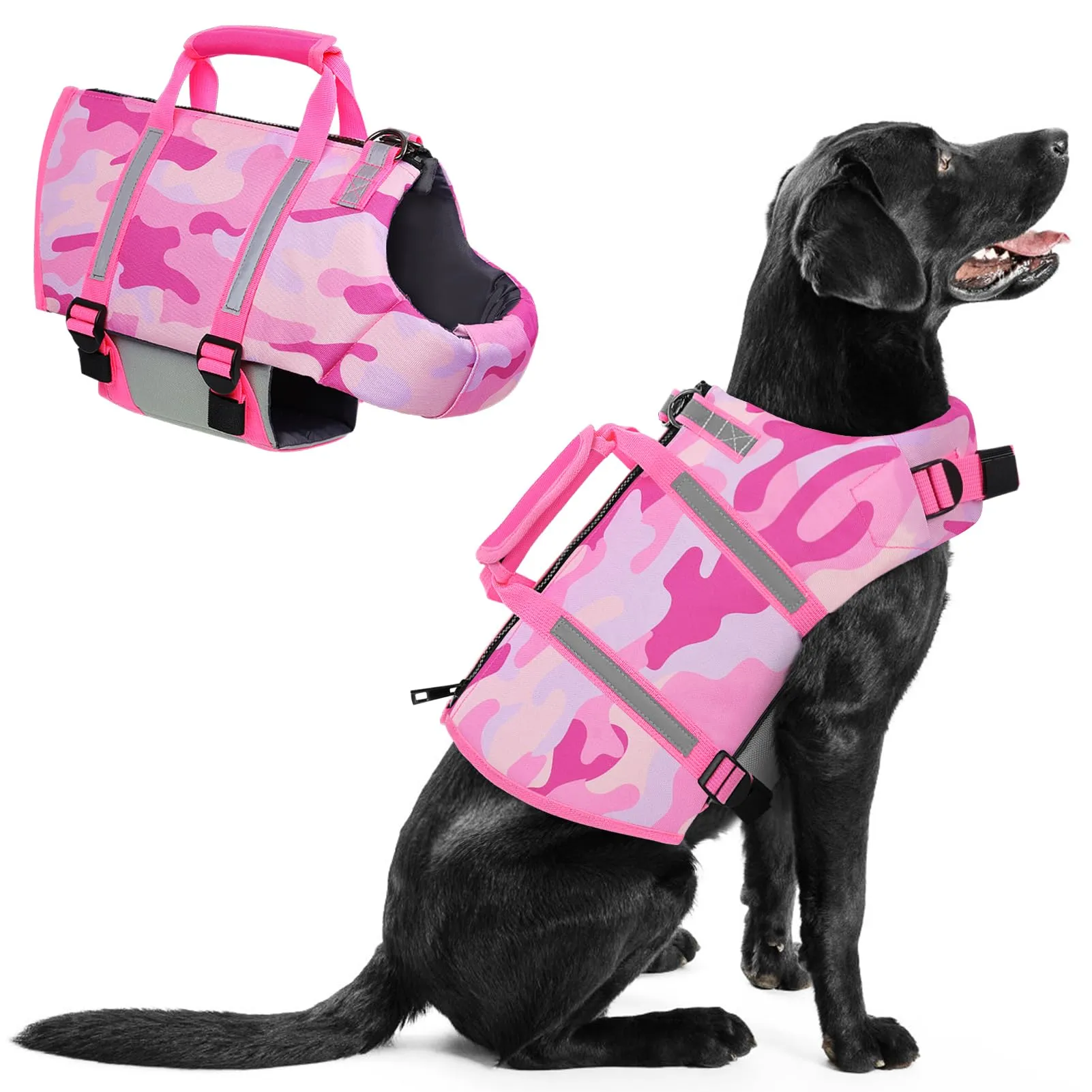 PUZAUKAL Giubbotto Salvagente per Cane con Cerniera e Camouflage, XL - immagine 1