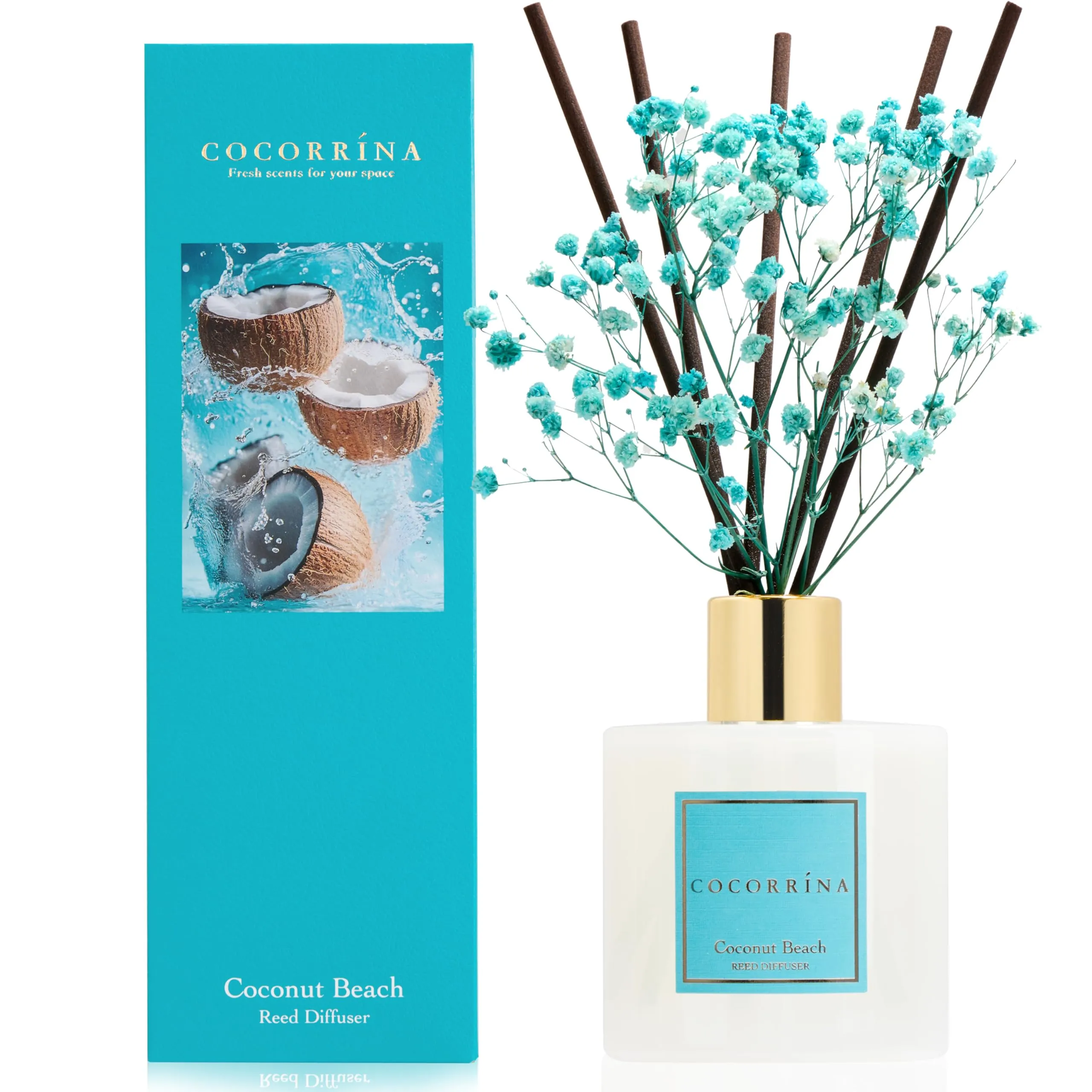 COCORRÍNA Diffusore Profumo Ambiente Coconut Beach, 200ml con Bastoncini - immagine 1