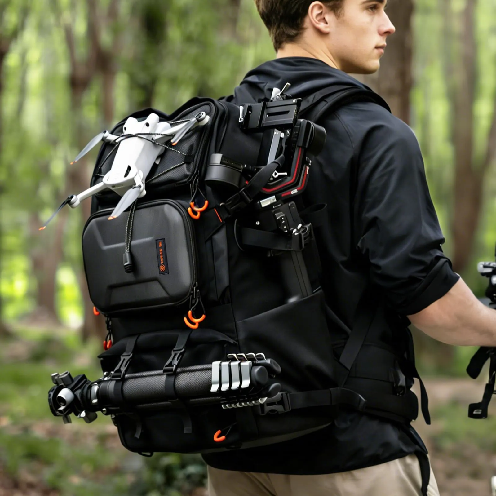 TARION Zaino Fotografico Professionale PB02 per Fotocamera, Obiettivi, Treppiede e Laptop 17,3" - immagine 6
