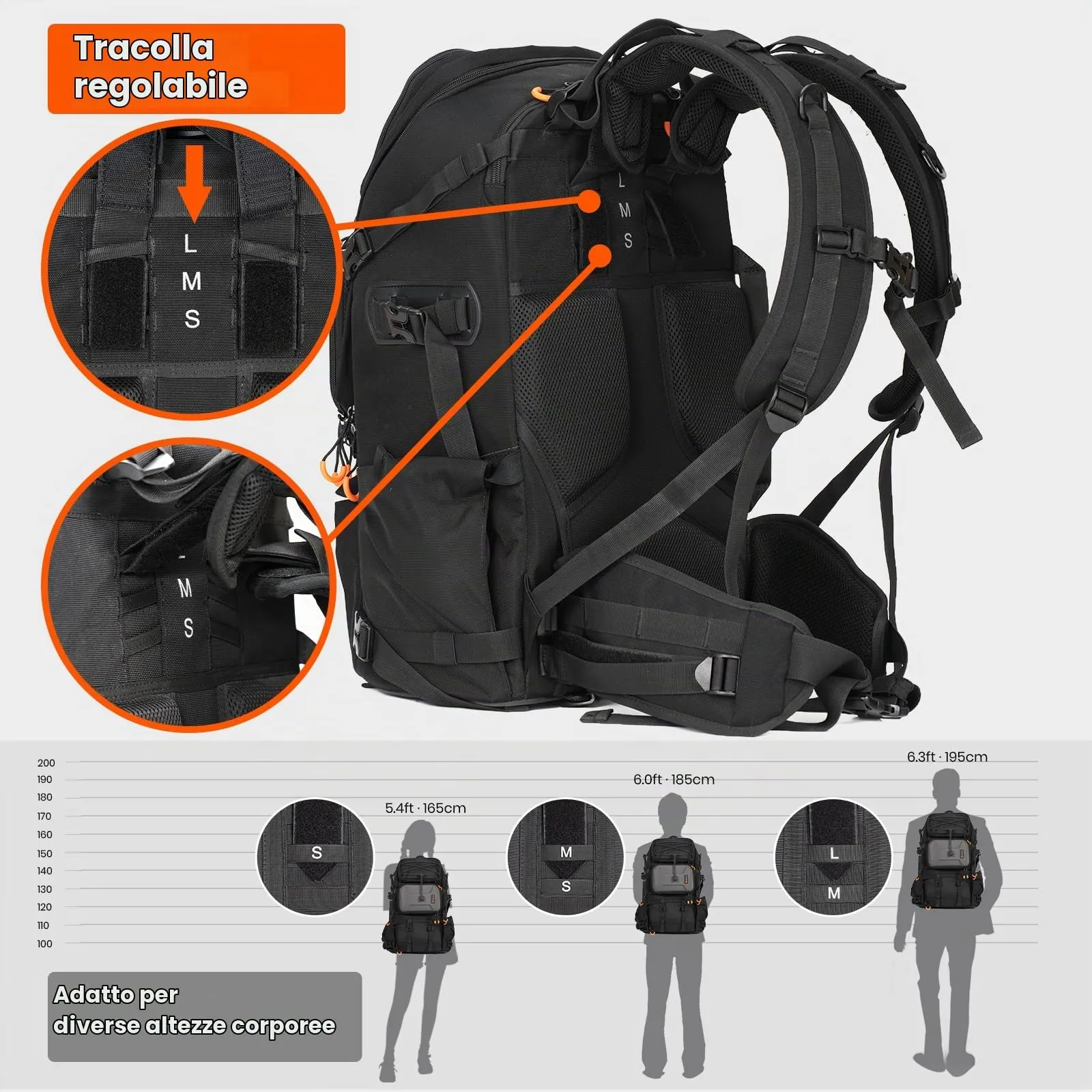 TARION Zaino Fotografico Professionale PB02 per Fotocamera, Obiettivi, Treppiede e Laptop 17,3" - immagine 7