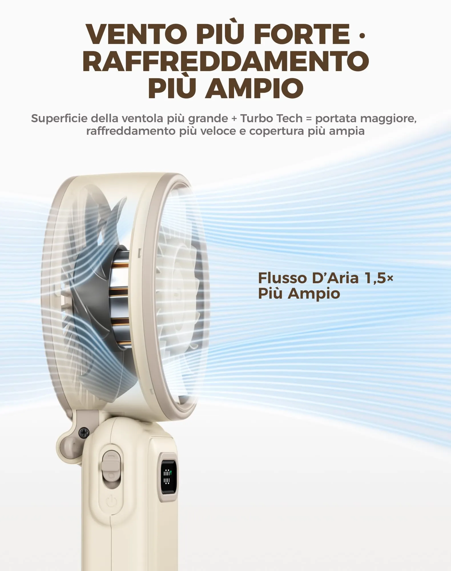 Diveblues Mini Ventilatore Portatile Turbo USB Ricaricabile Pieghevole, 100 Velocità, 4-in-1 da Tavolo e da Collo - immagine 3