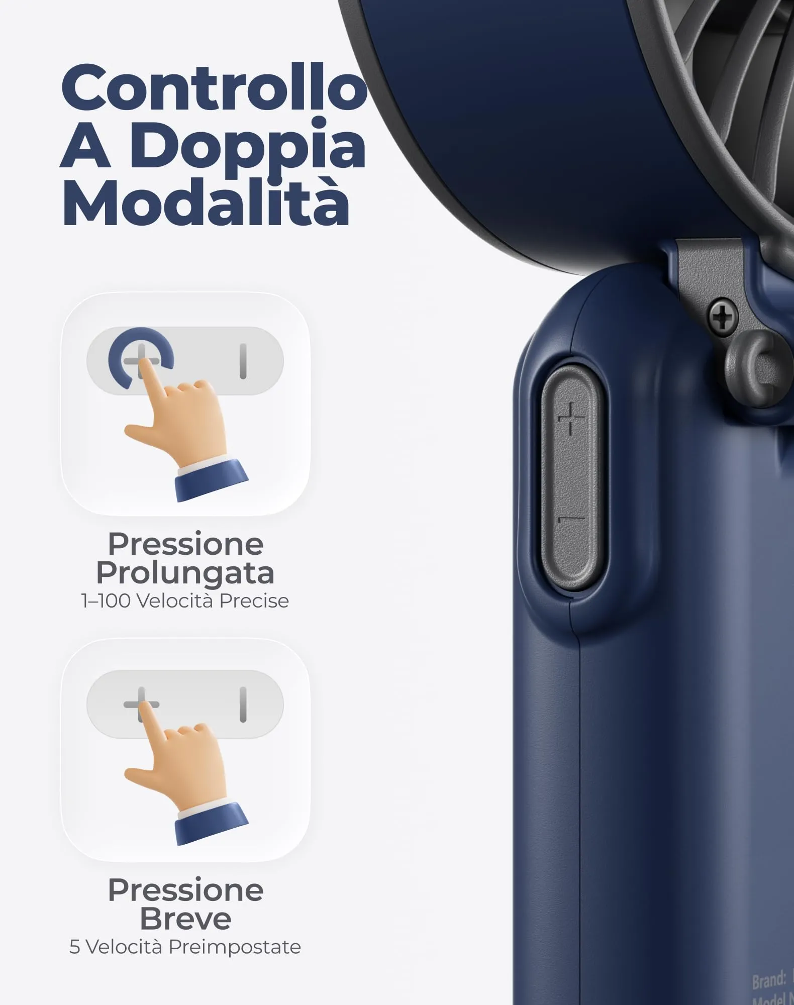 Diveblues Mini Ventilatore Portatile Turbo USB Ricaricabile, 100 Velocità, 4-in-1 da Tavolo e da Collo - immagine 5