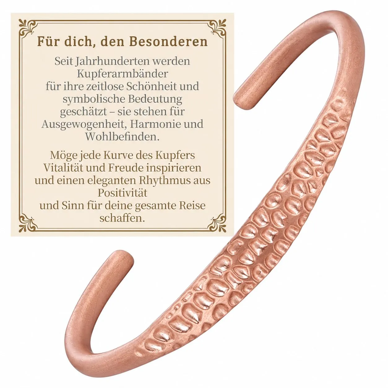 BioMag Bracciale in rame puro fatto a mano, Taglia unica, Rame - immagine 1