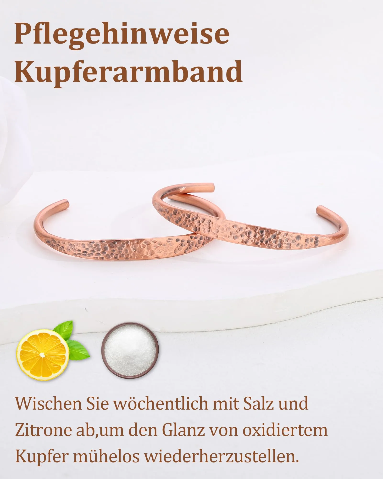 BioMag Bracciale in rame puro fatto a mano, Taglia unica, Rame - immagine 3