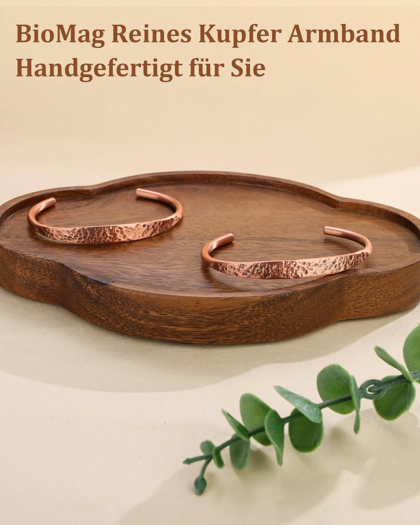 BioMag Bracciale in rame puro fatto a mano, Taglia unica, Rame - immagine 5